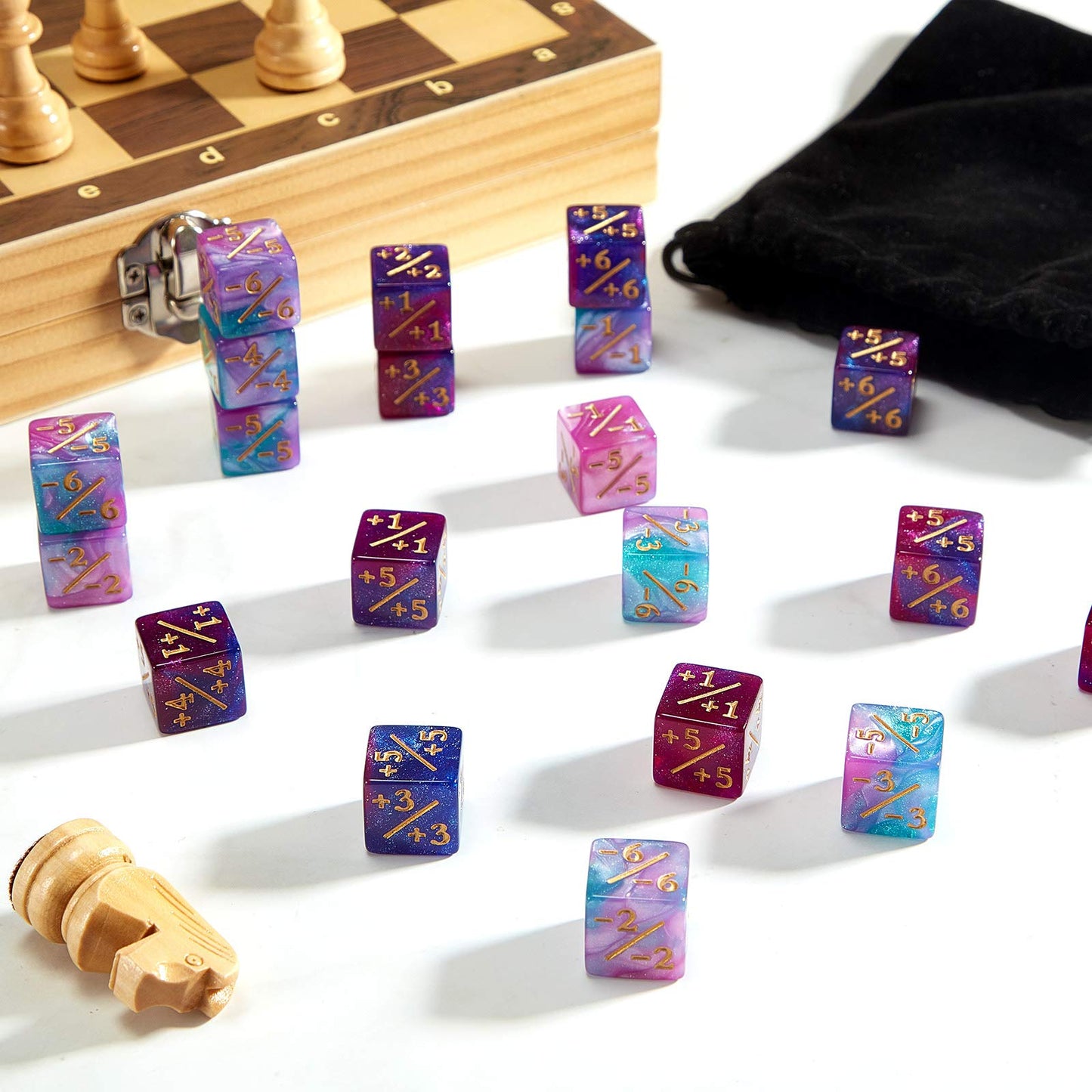 Sumind 24 Pcs Counter Dice - 1/+1 Buff Tokens for MTG CCG TCG Cards (Fresh Style)