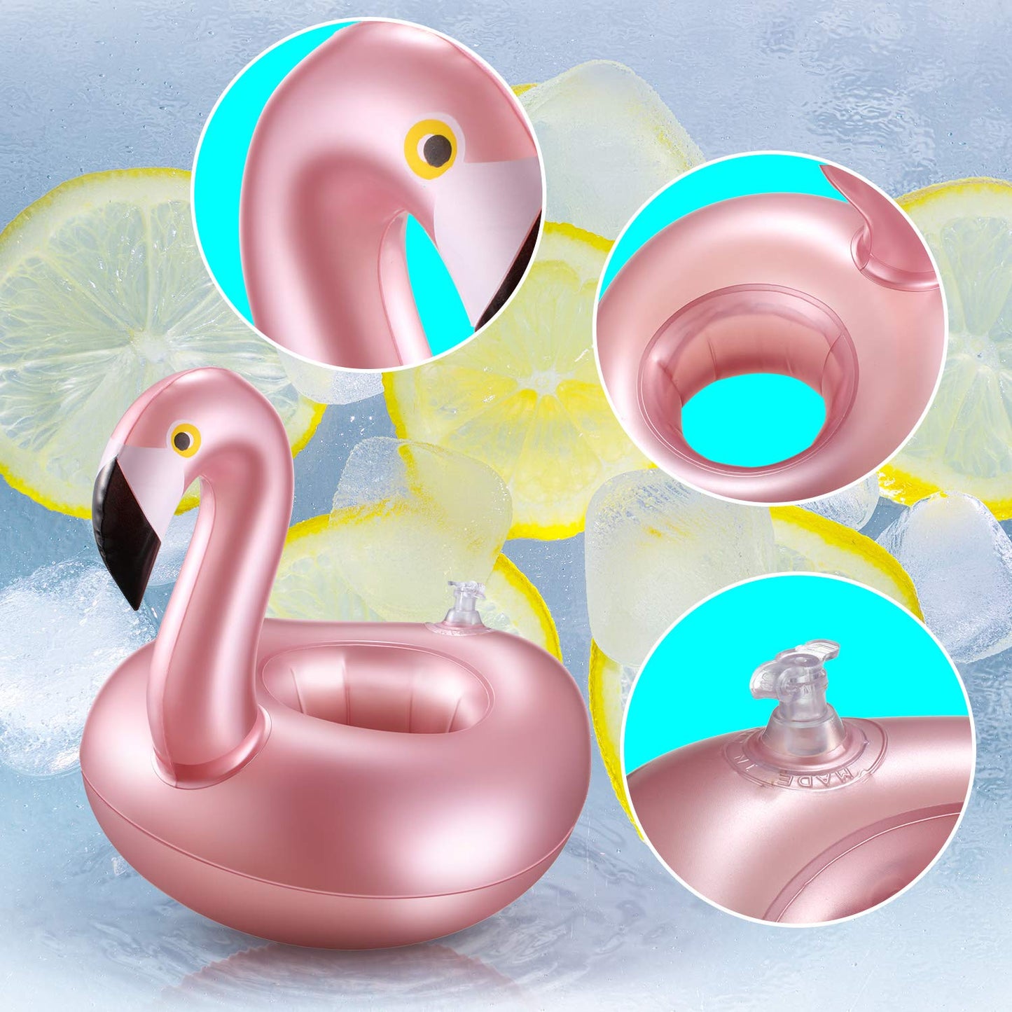 Sumind 12-Piece Flamingo Inflatable Drink Holders – Pool Cup Floats for Summer Parties