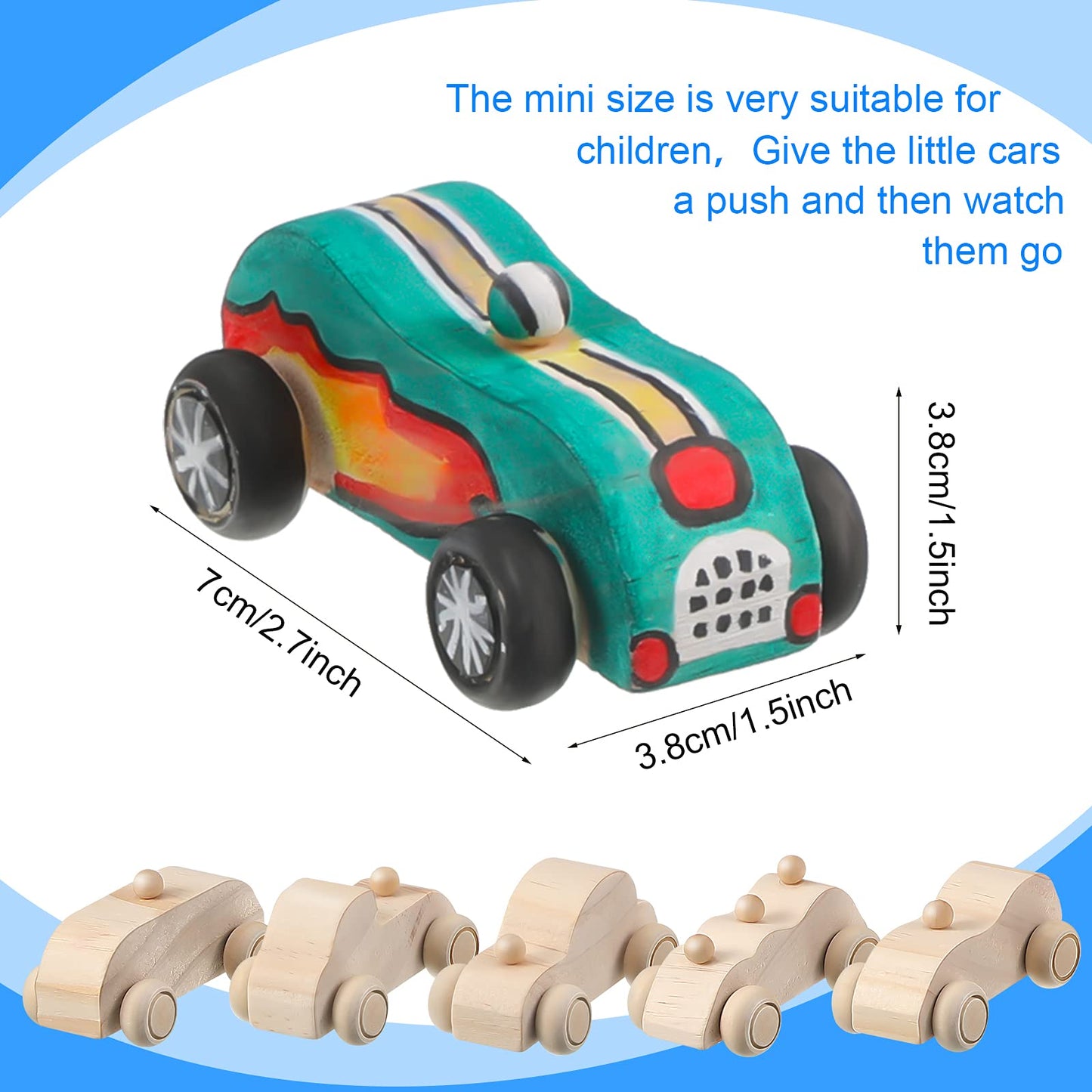 Sumind 12-Piece Wood DIY Car Toys — Unfinished Wooden Cars for Home Craft & Family Time