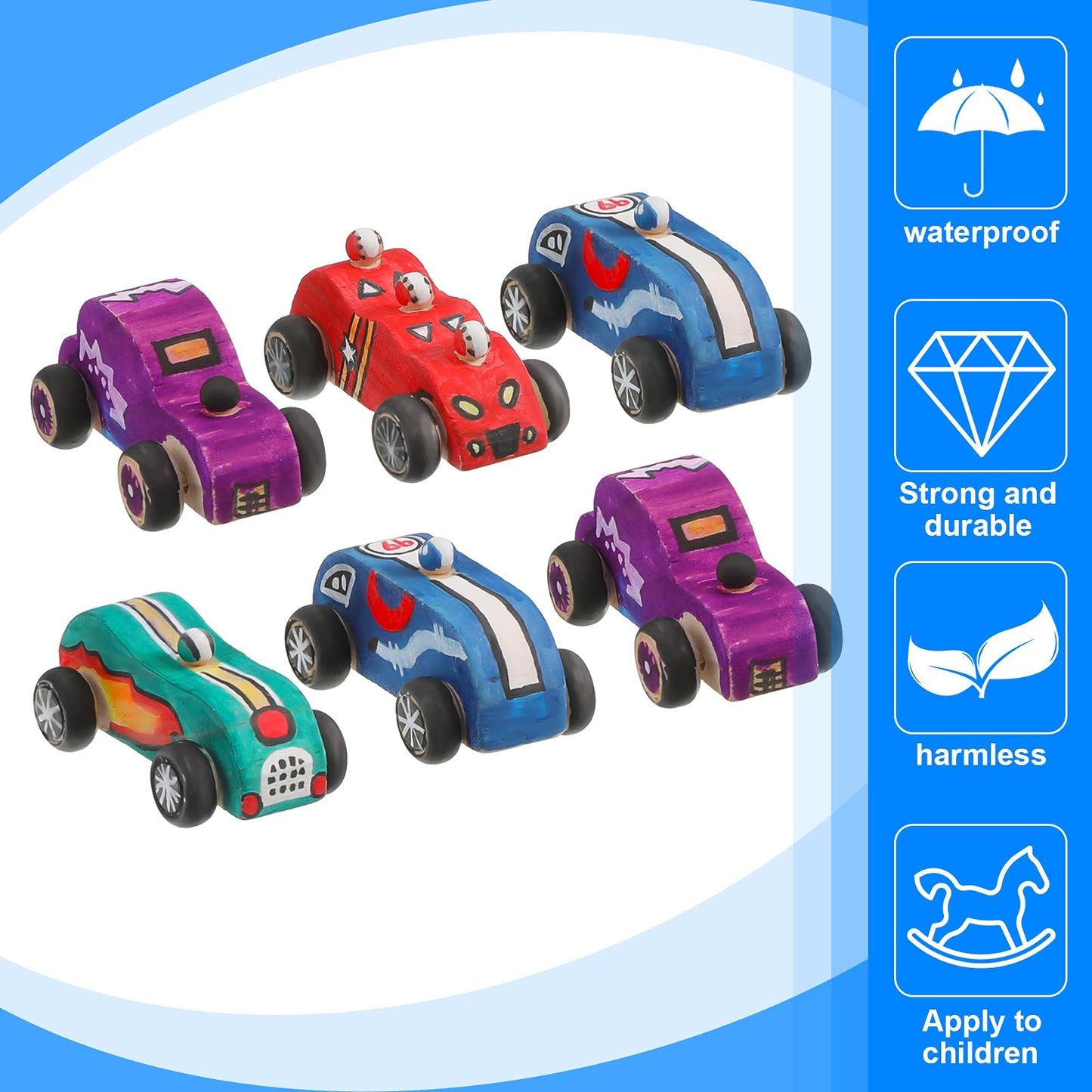 Sumind 12-Piece Wood DIY Car Toys — Unfinished Wooden Cars for Home Craft & Family Time