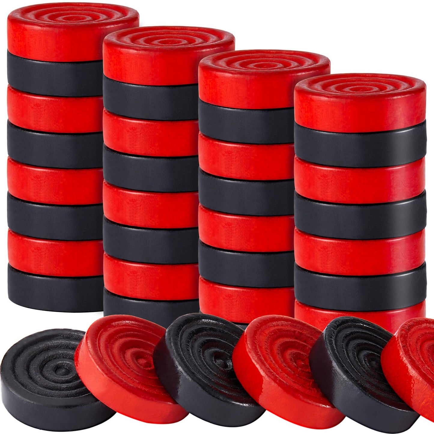Sumind 48 Pcs Wooden Checkers Pieces 1.06 Inch Diameter with Drawstring Pouch – Travel Backgammon & Board Games