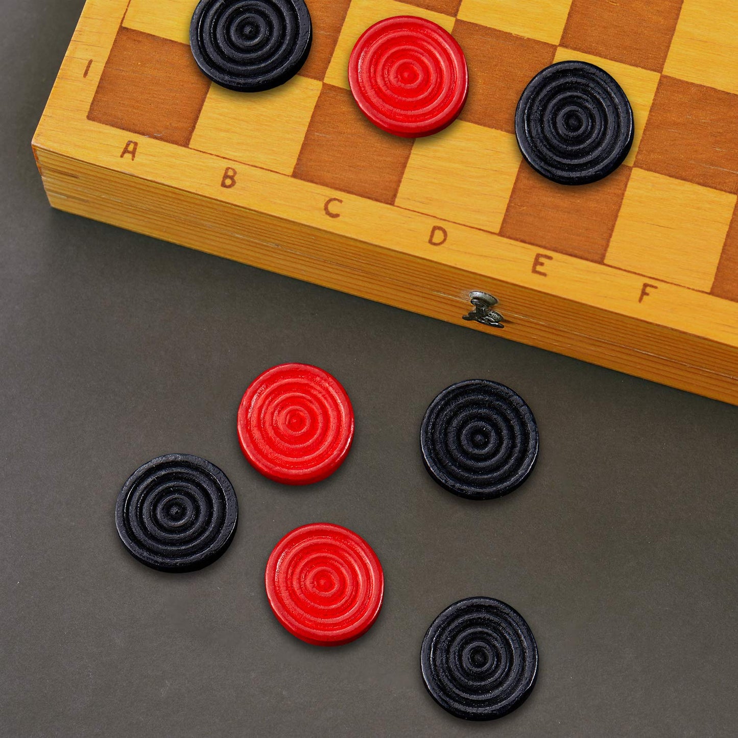 Sumind 48 Pcs Wooden Checkers Pieces 1.06 Inch Diameter with Drawstring Pouch – Travel Backgammon & Board Games