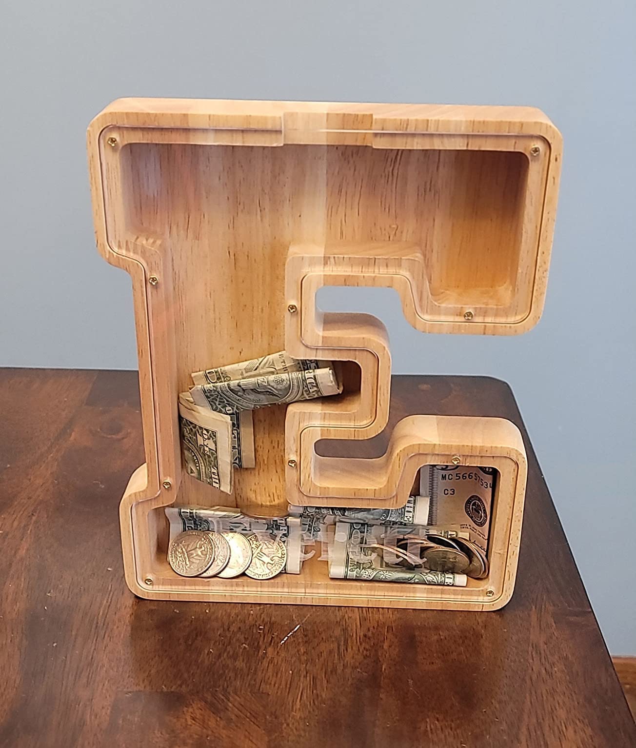 SummiDate Wooden Letter Piggy Bank for Kids – Personalized Alphabet Savings Box