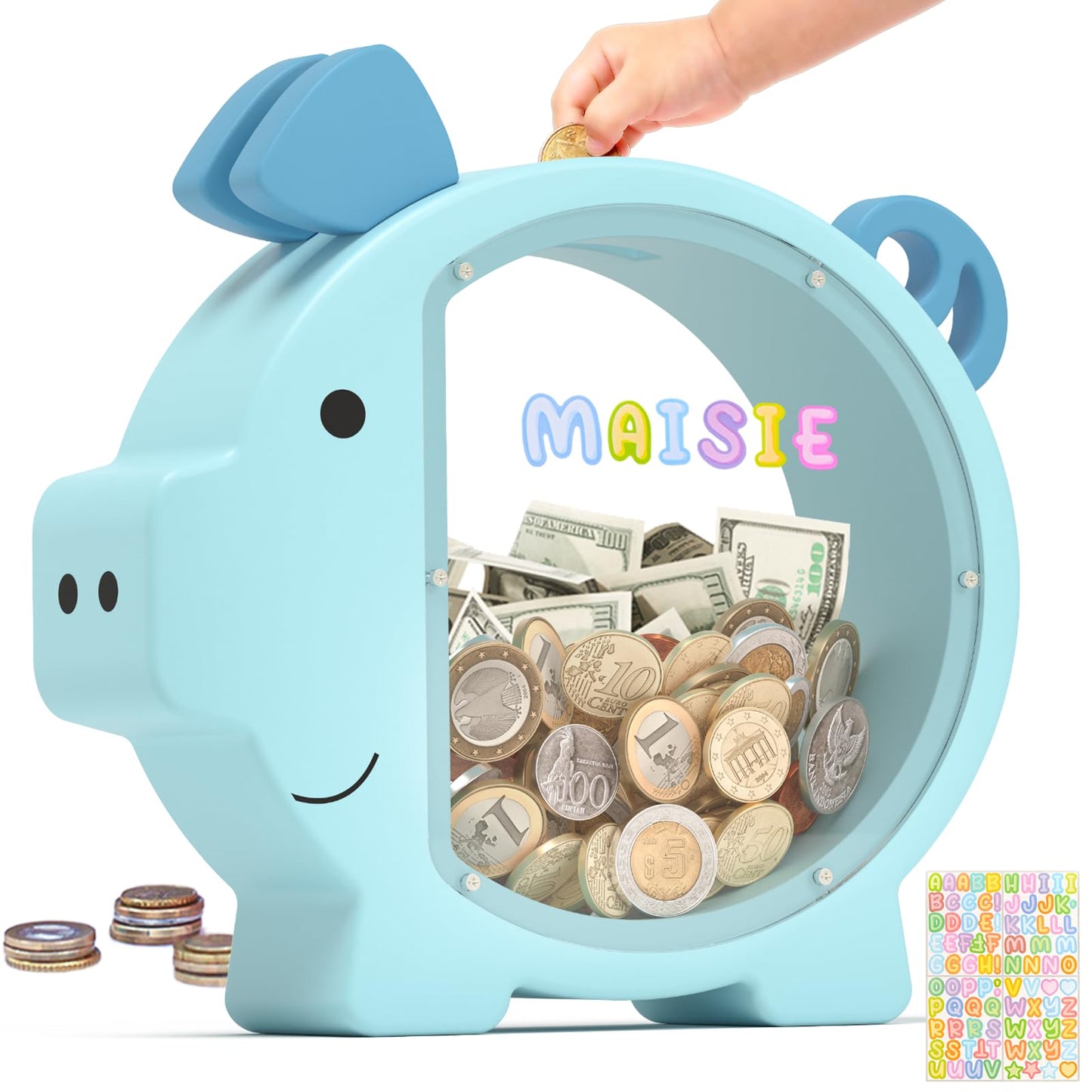 Summidate Wooden Piggy Bank – Classic Design with Transparent Progress