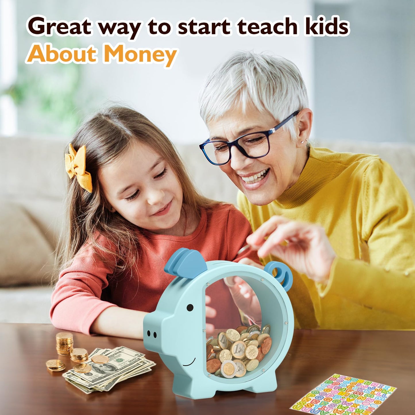 Summidate Wooden Piggy Bank – Classic Design with Transparent Progress
