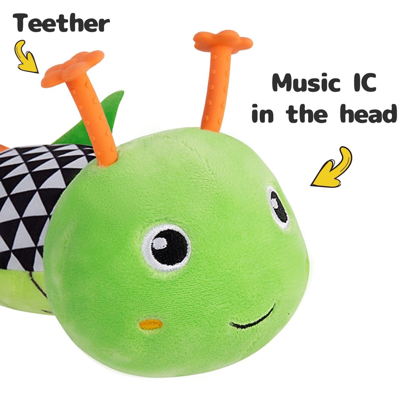 Sumobaby Infant Musical Caterpillar Toy – 3-in-1 Rattle, Crinkle & Textures (0-12 Months)
