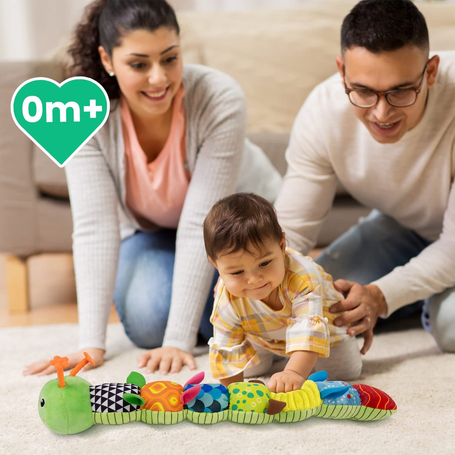 Sumobaby Infant Musical Caterpillar Toy – 3-in-1 Rattle, Crinkle & Textures (0-12 Months)