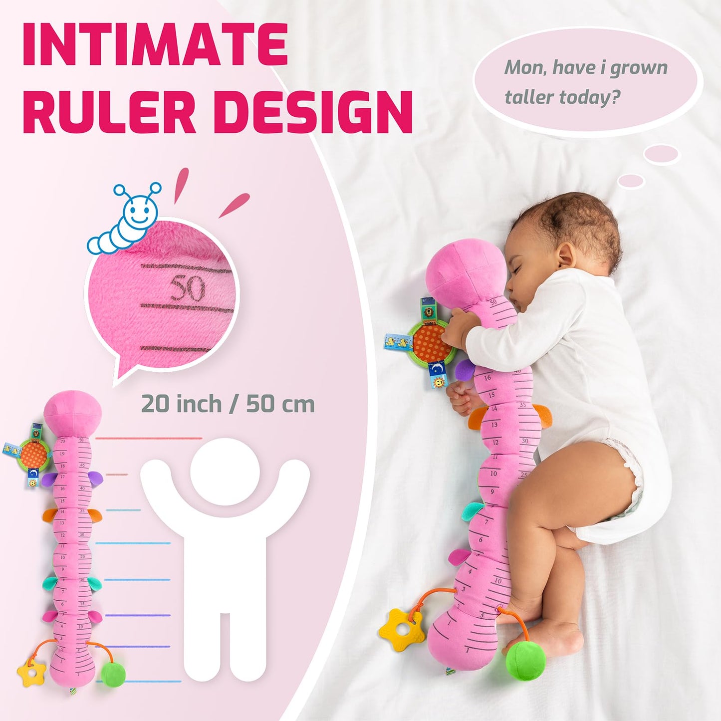 Sumobaby Music Caterpillar Plush Toy – 0-12 Months Sensory Rattle with Mirror