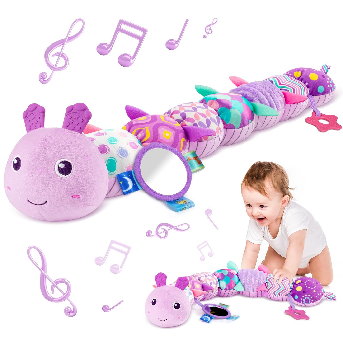 Sumobaby Infant Musical Caterpillar Toy – 5-in-1 Sensory Plush for Babies 0-12 Months