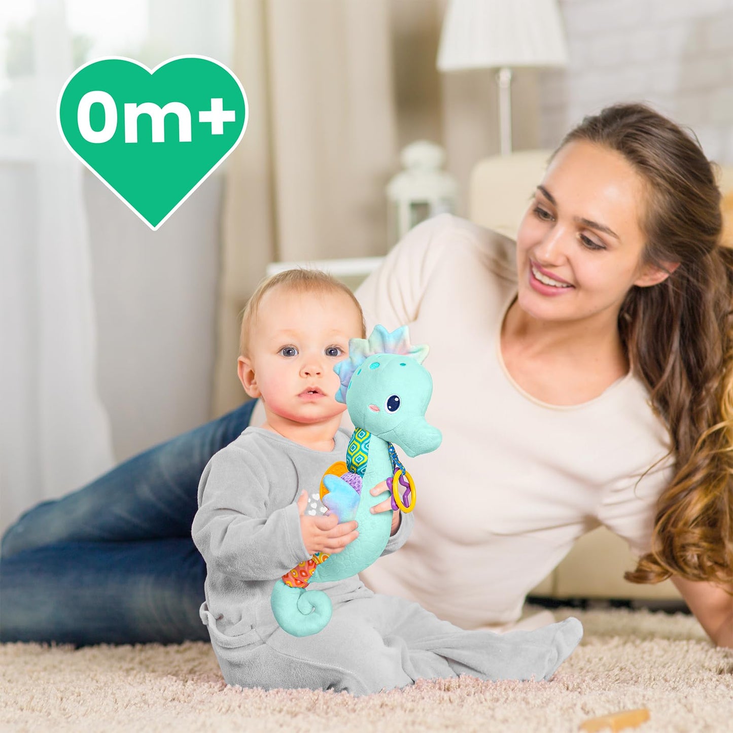 Sumobaby Infant Musical Seahorse Toy – 4-in-1 Tummy Time Activity with Textures, Crinkle, and Rattle