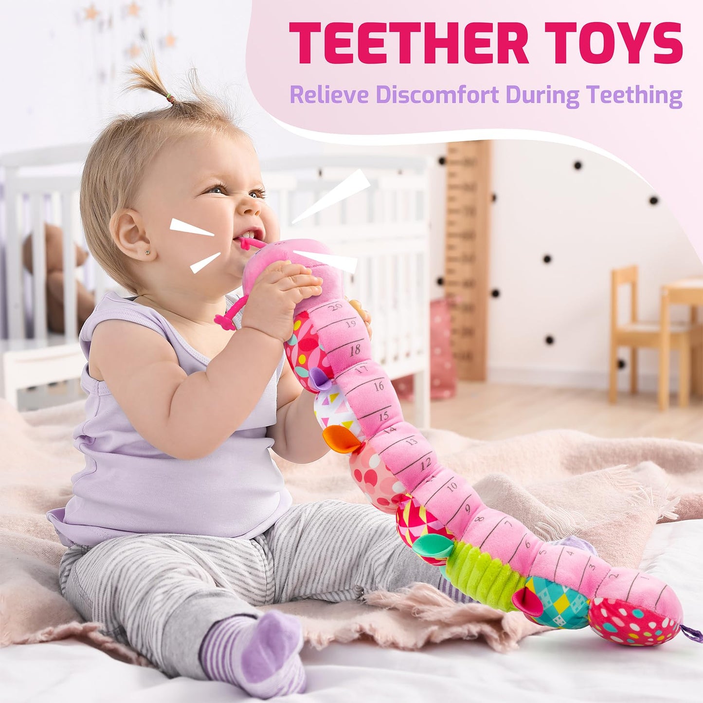 Sumobaby Infant Musical Caterpillar Toy (Pink) – 4-in-1 Sensory Plush for 0-12 Months