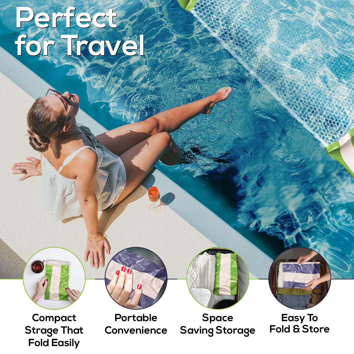 Sun Fun 5-in-1 Inflatable Hammock Pool Float – 2 Pack XL Lime Green & Navy Blue