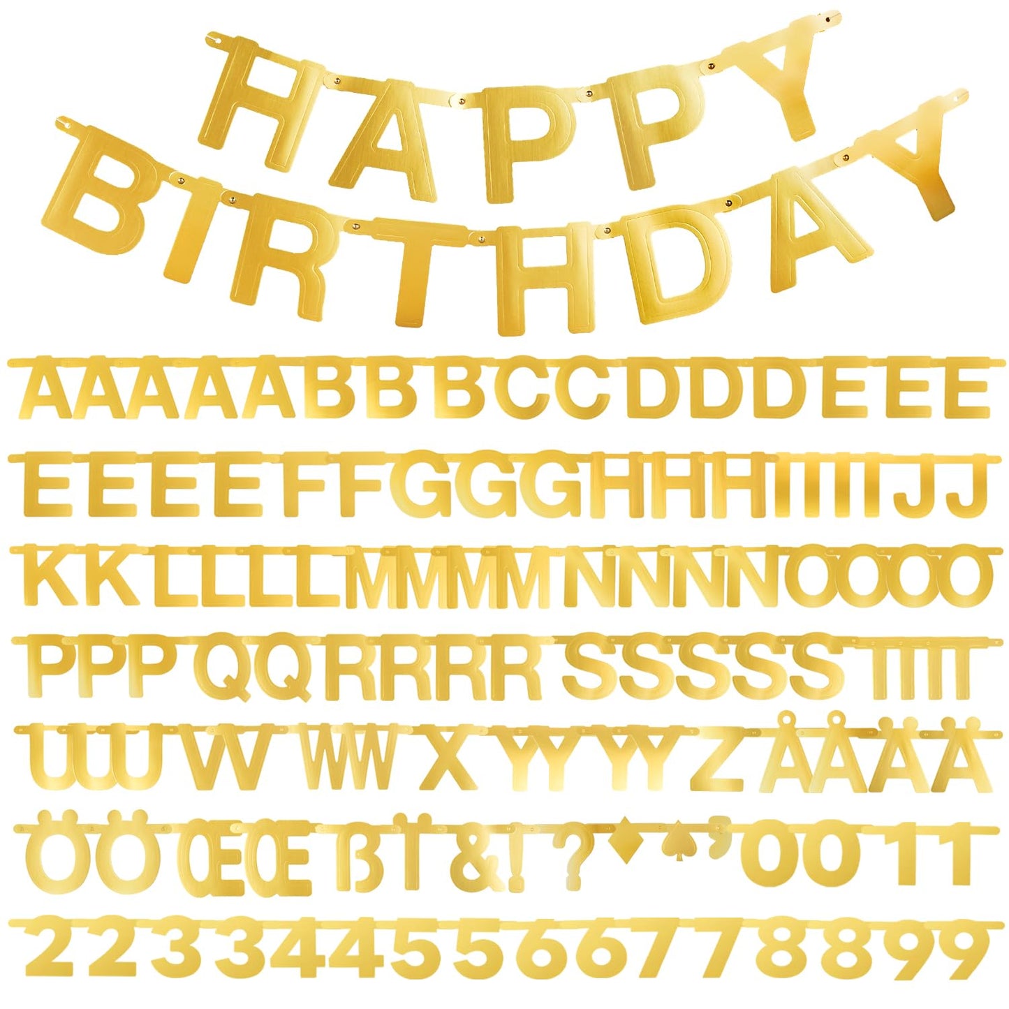 SUNBEAUTY Gold 146-Piece DIY Letter Banner Kit | Customizable Party Decor