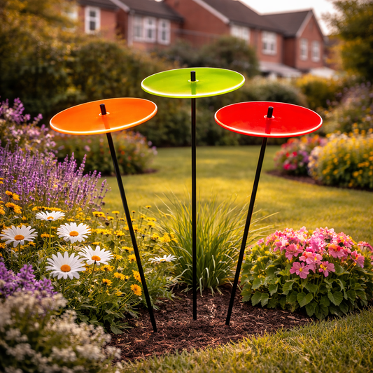 Large Garden Decor Ornaments Set of 3 'Sun Discs'