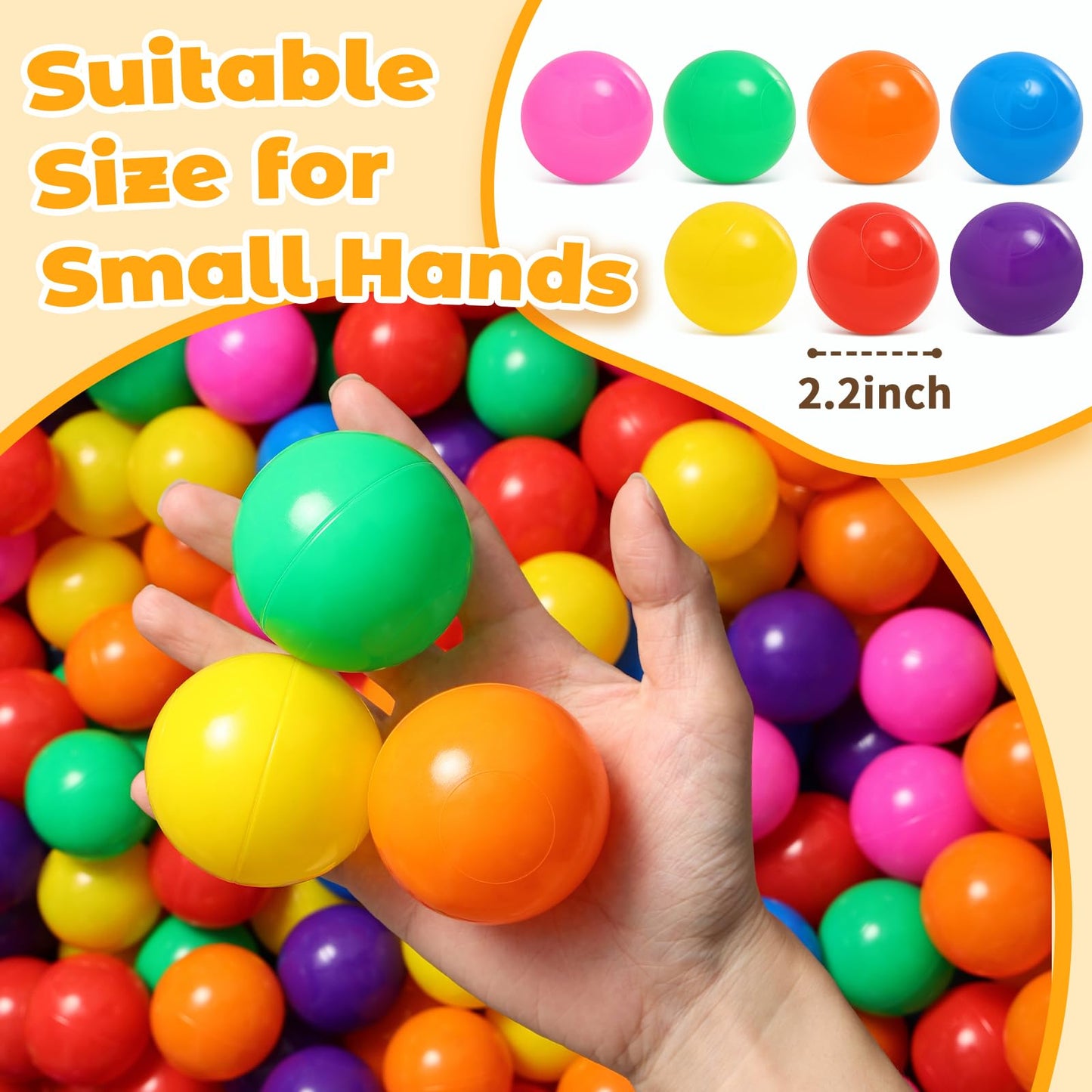 Suncuber Ball Pit Balls for Toddlers – 100 Colorful, Non-Toxic, 2.2-Inch Diameter