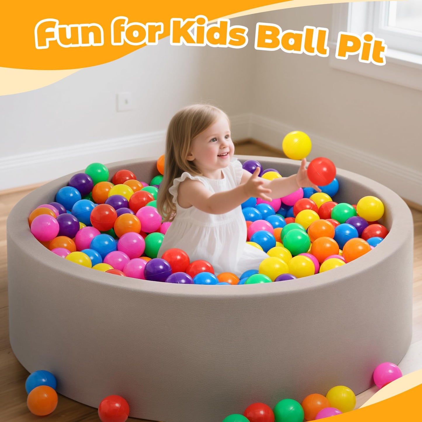 Suncuber Ball Pit Balls for Toddlers – 100 Colorful, Non-Toxic, 2.2-Inch Diameter