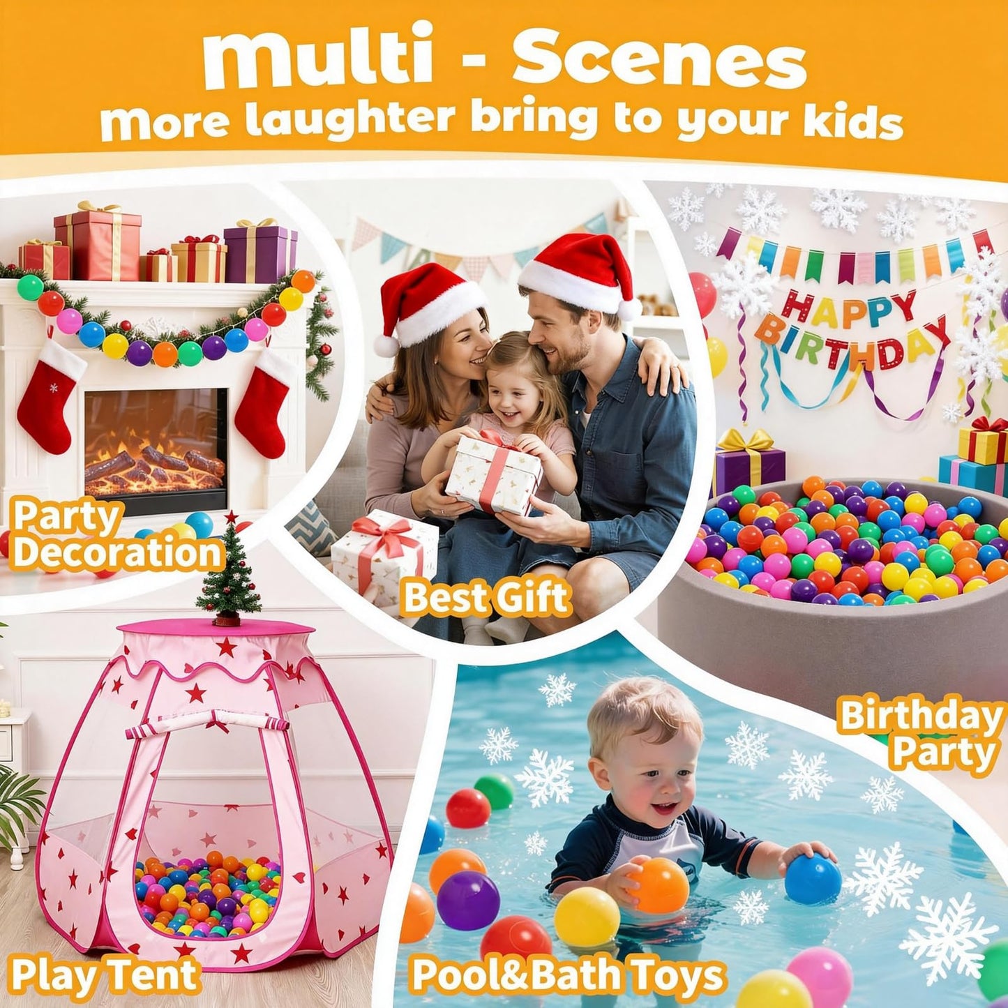 Suncuber Ball Pit Balls – 200 Colorful, Non-Toxic, BPA- & Phthalate-Free, 2.17-Inch Balls for Toddlers