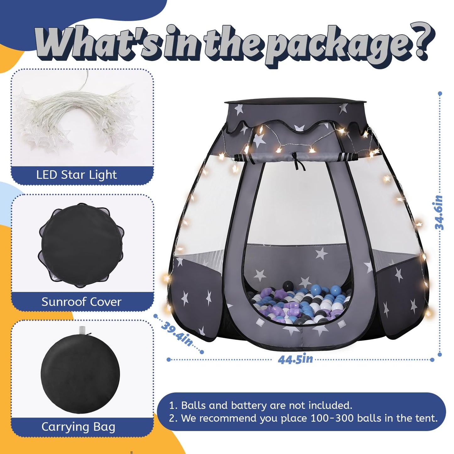 Suncuber Pop Up Play Tent with Star Light – Neutral Kids Play Center