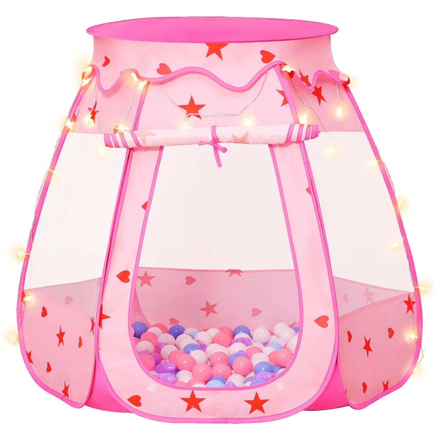 Suncuber Pop Up Princess Tent with Star Light – Pink Portable Playhouse