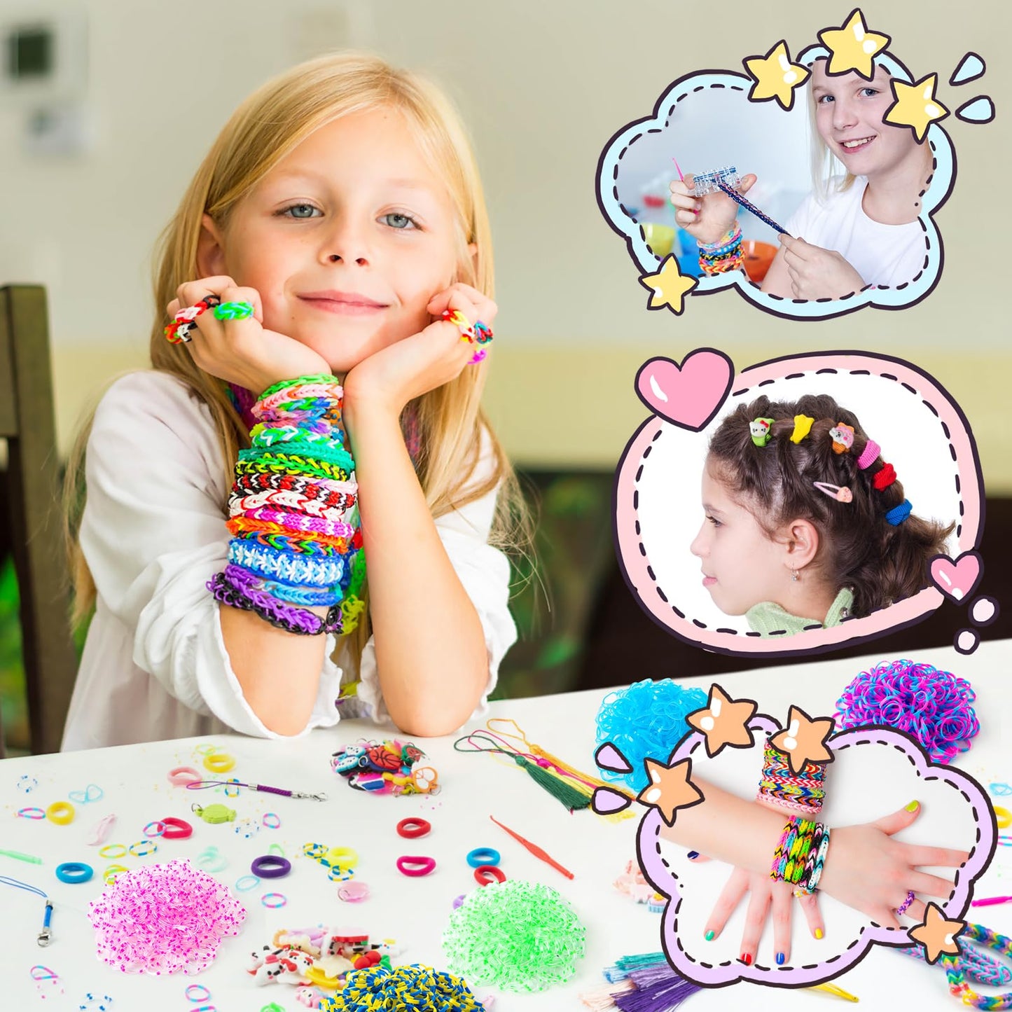 Sundaymot 18000+ Rubber Loom Bands Kit | DIY Bracelet Making Set with Canvas Bag and Accessories