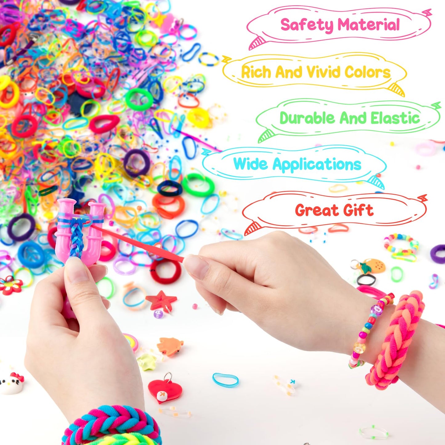 Sundaymot 18000+ Rubber Loom Bands Kit | DIY Bracelet Making Set with Canvas Bag and Accessories