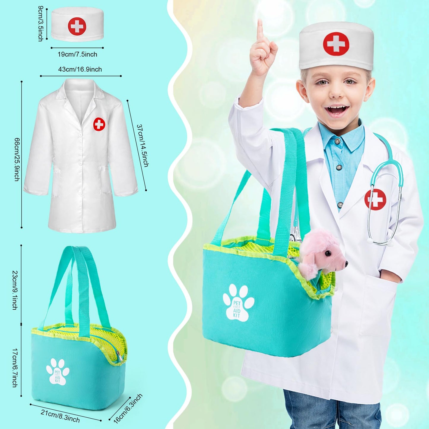 Sundaymot Doctor Kit for Kids | 37-Piece Pretend Play Set with Dog Toy and Medical Bag