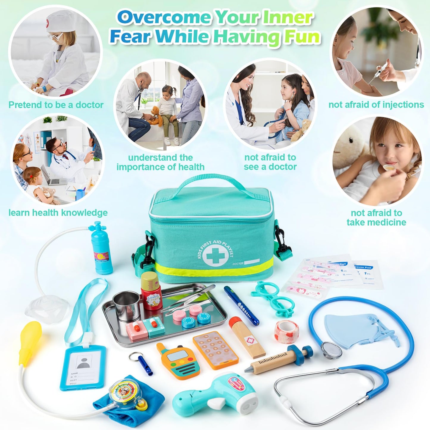 Sundaymot Doctor Kit for Kids – 34-Piece Pretend Playset with Stethoscope & Medical Bag