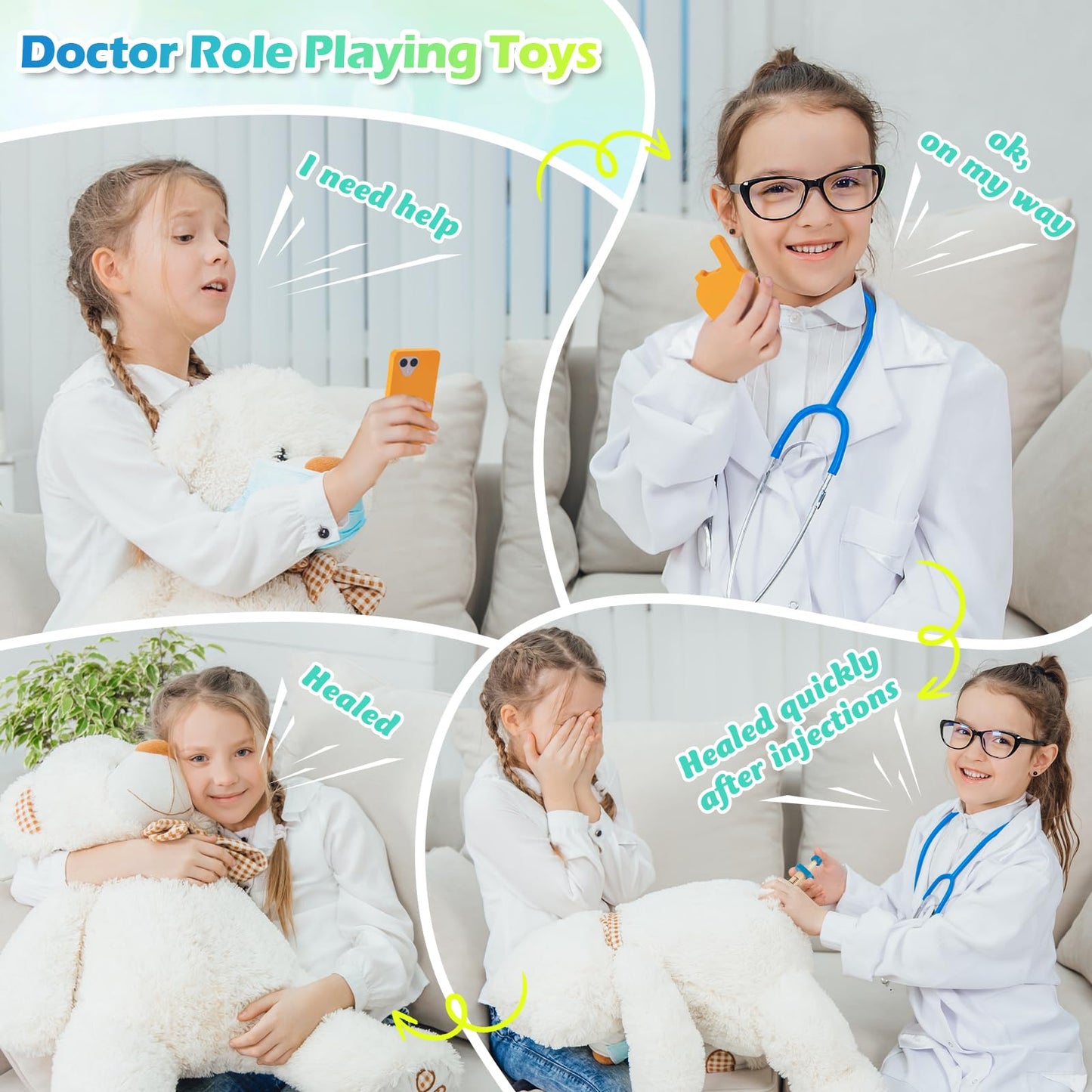 Sundaymot Doctor Kit for Kids – 34-Piece Pretend Playset with Stethoscope & Medical Bag