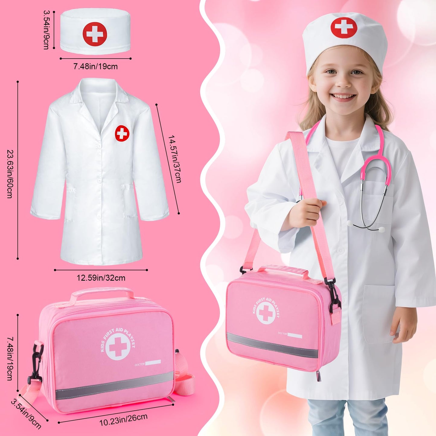Sundaymot Doctor Kit for Girls – 34 Pcs Doctor Play Set with Realistic Stethoscope & Storage Bag