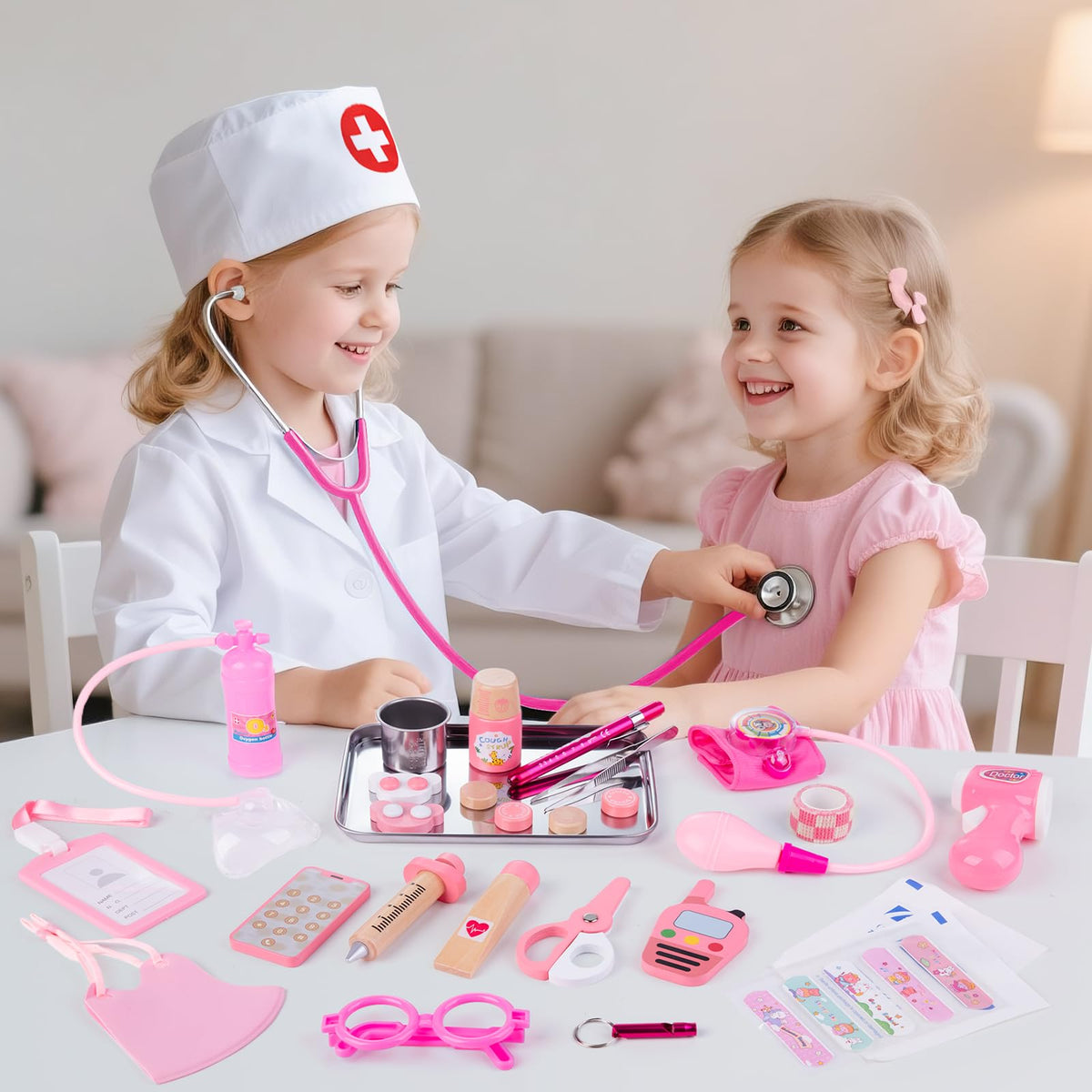Sundaymot Doctor Kit for Girls – 34 Pcs Doctor Play Set with Realistic Stethoscope & Storage Bag