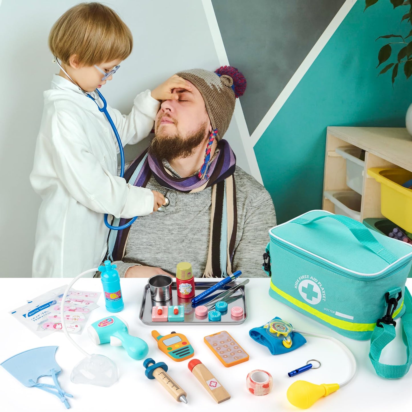 Sundaymot Doctor Kit for Kids – 34-Piece Pretend Playset with Stethoscope & Medical Bag