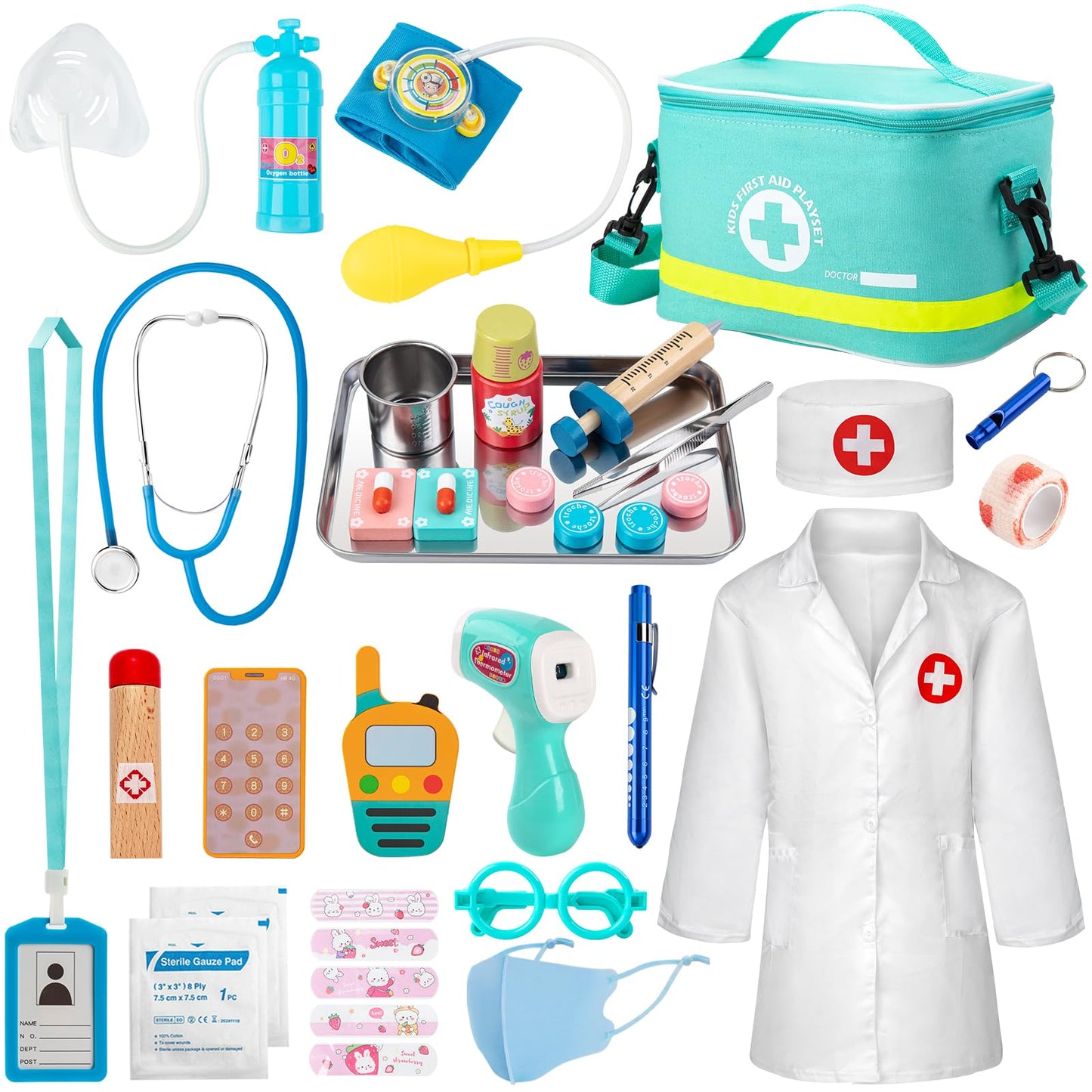 Sundaymot Doctor Kit for Kids – 34-Piece Pretend Playset with Stethoscope & Medical Bag