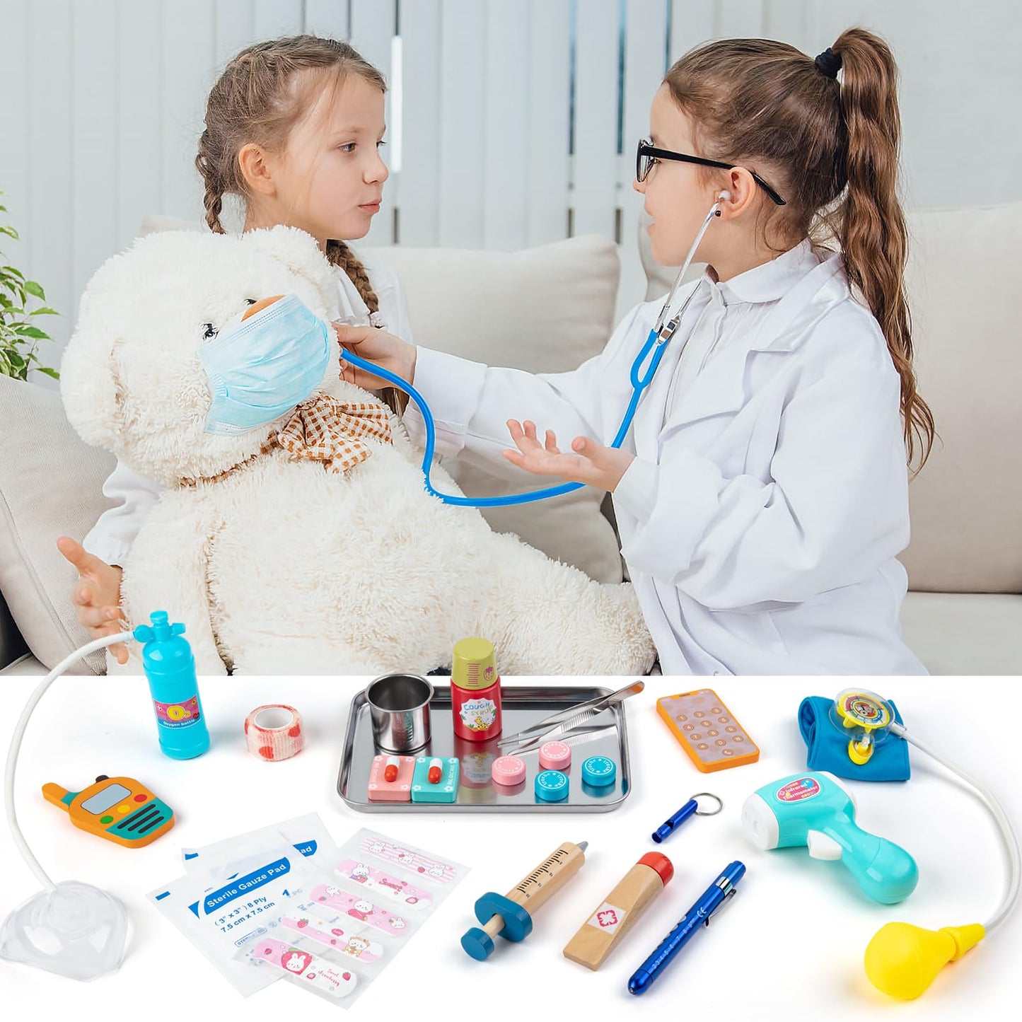 Sundaymot Doctor Kit for Kids – 34-Piece Pretend Playset with Stethoscope & Medical Bag