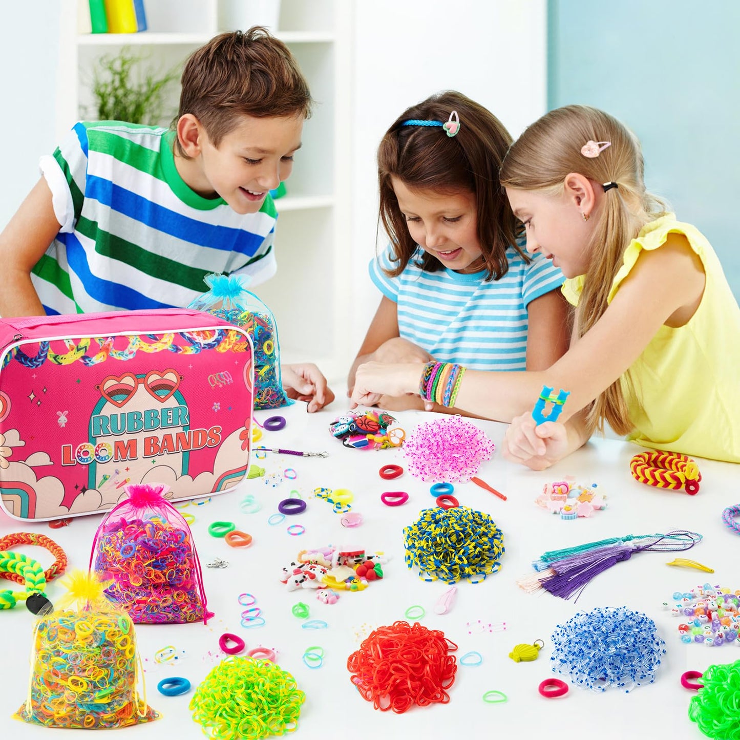 Sundaymot 18000+ Rubber Loom Bands Kit | DIY Bracelet Making Set with Canvas Bag and Accessories