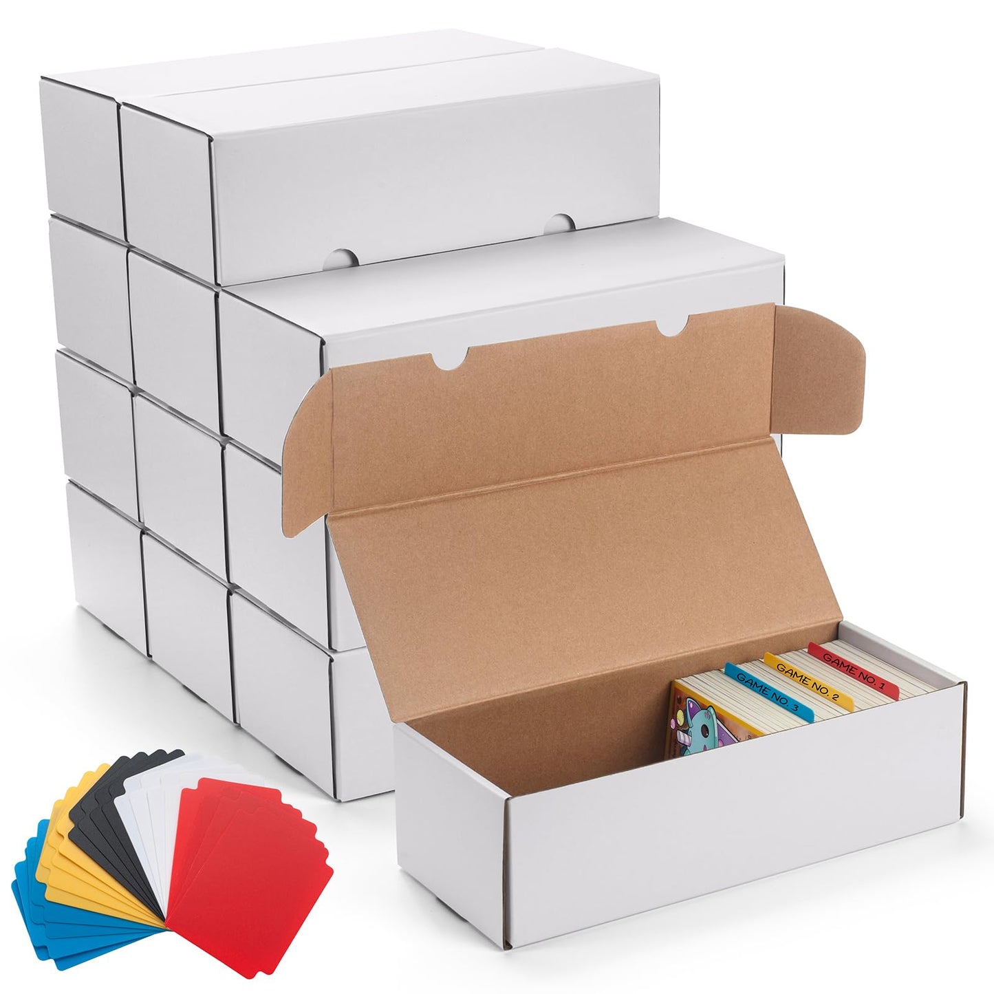 SUNEZLGO 12 Pack Trading Card Storage Box with 20 Dividers – Holds 7200+ Cards
