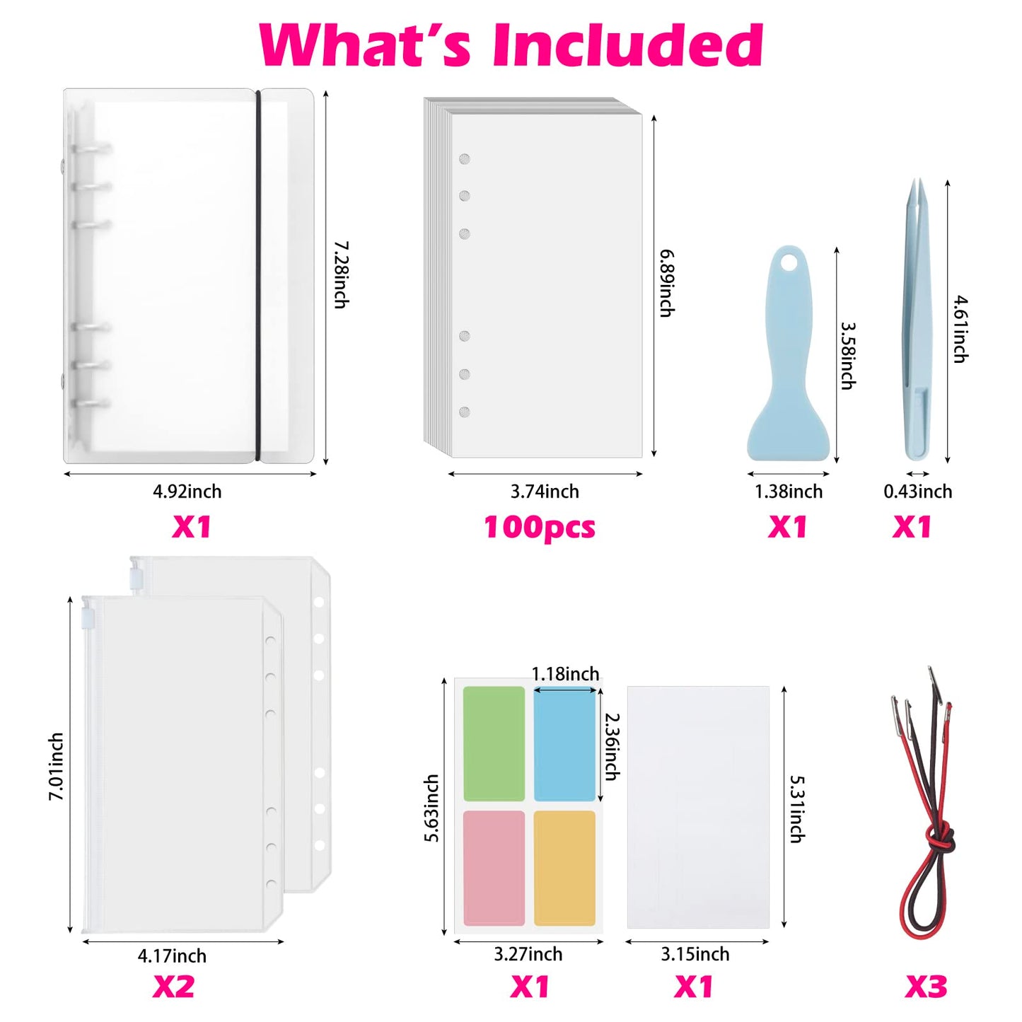 SUNEZLGO Reusable Sticker Album with Pockets – 100 Sheets, Tweezers & Spatula (A6)