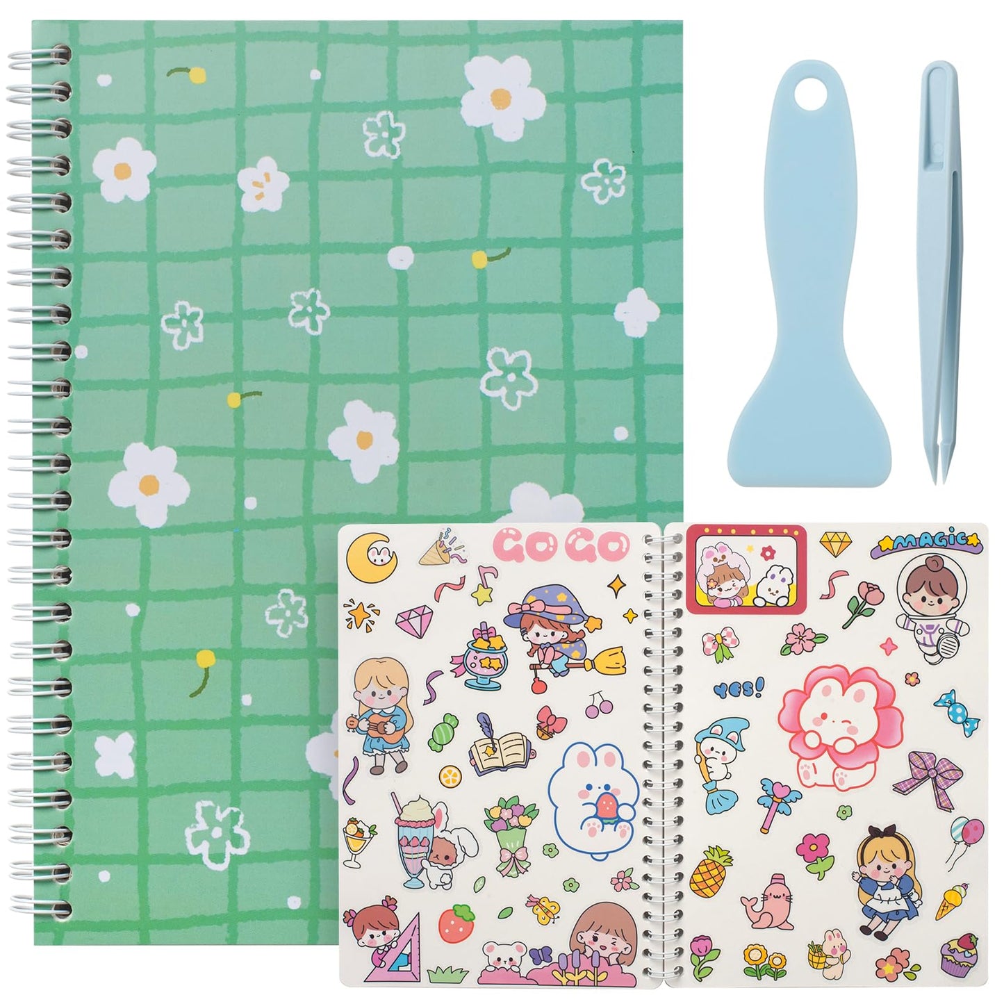 SUNEZLGO Reusable Sticker Book – 60 Sheets, A5 Album with Tweezer & Spatula