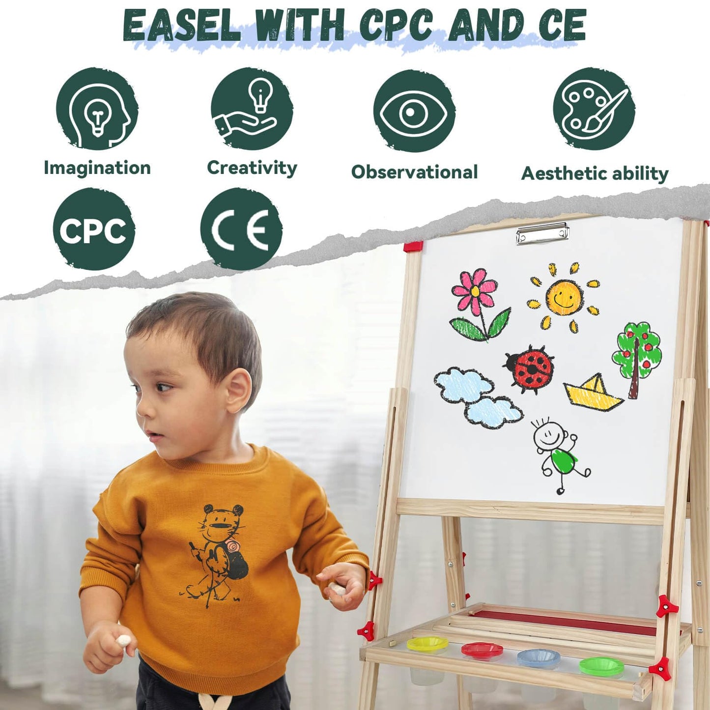 SUNFATT Adjustable Kids Easel – 3-in-1 Magnetic Chalkboard & Whiteboard with 114+ Art Supplies