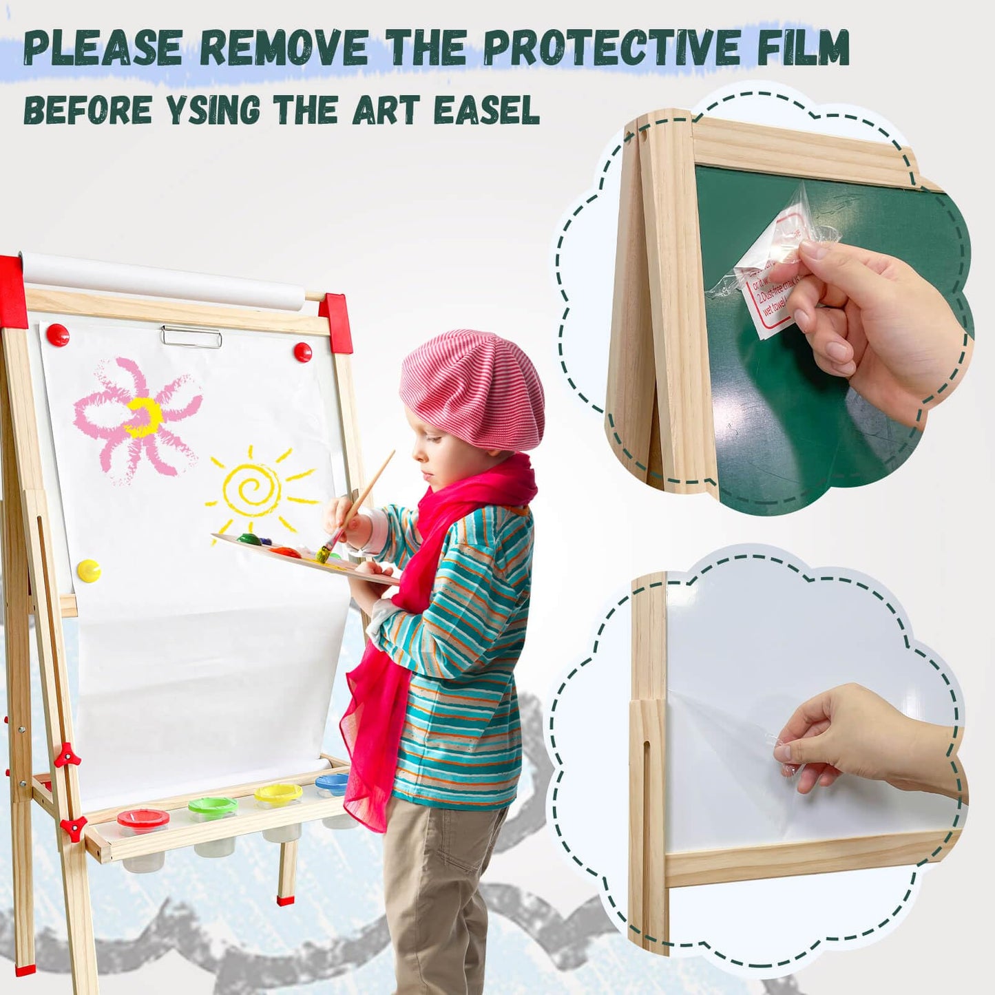 SUNFATT Adjustable Kids Easel – 3-in-1 Magnetic Chalkboard & Whiteboard with 114+ Art Supplies