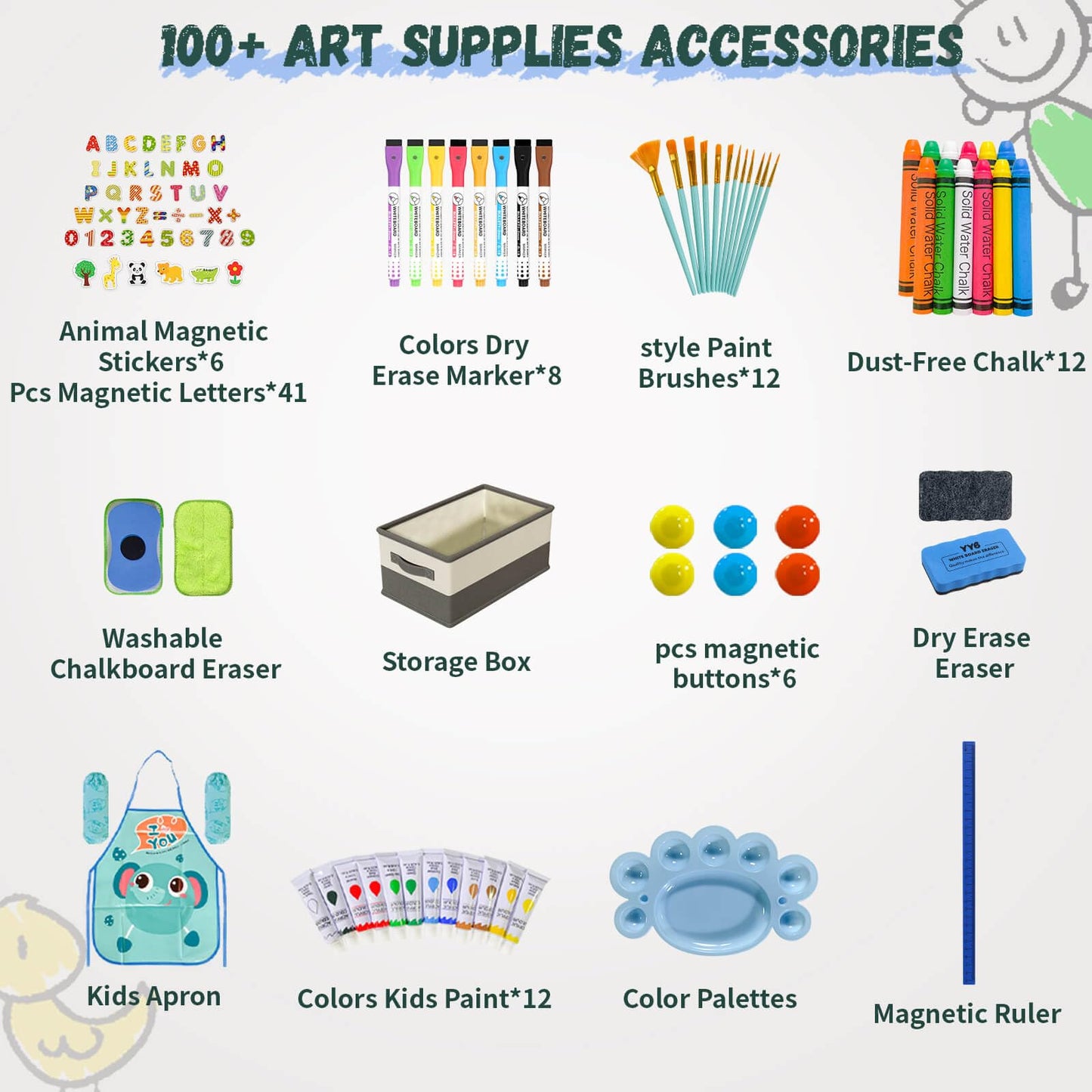 SUNFATT Kids Easel Accessory Set — 100+ Art Supplies for Creative Kids