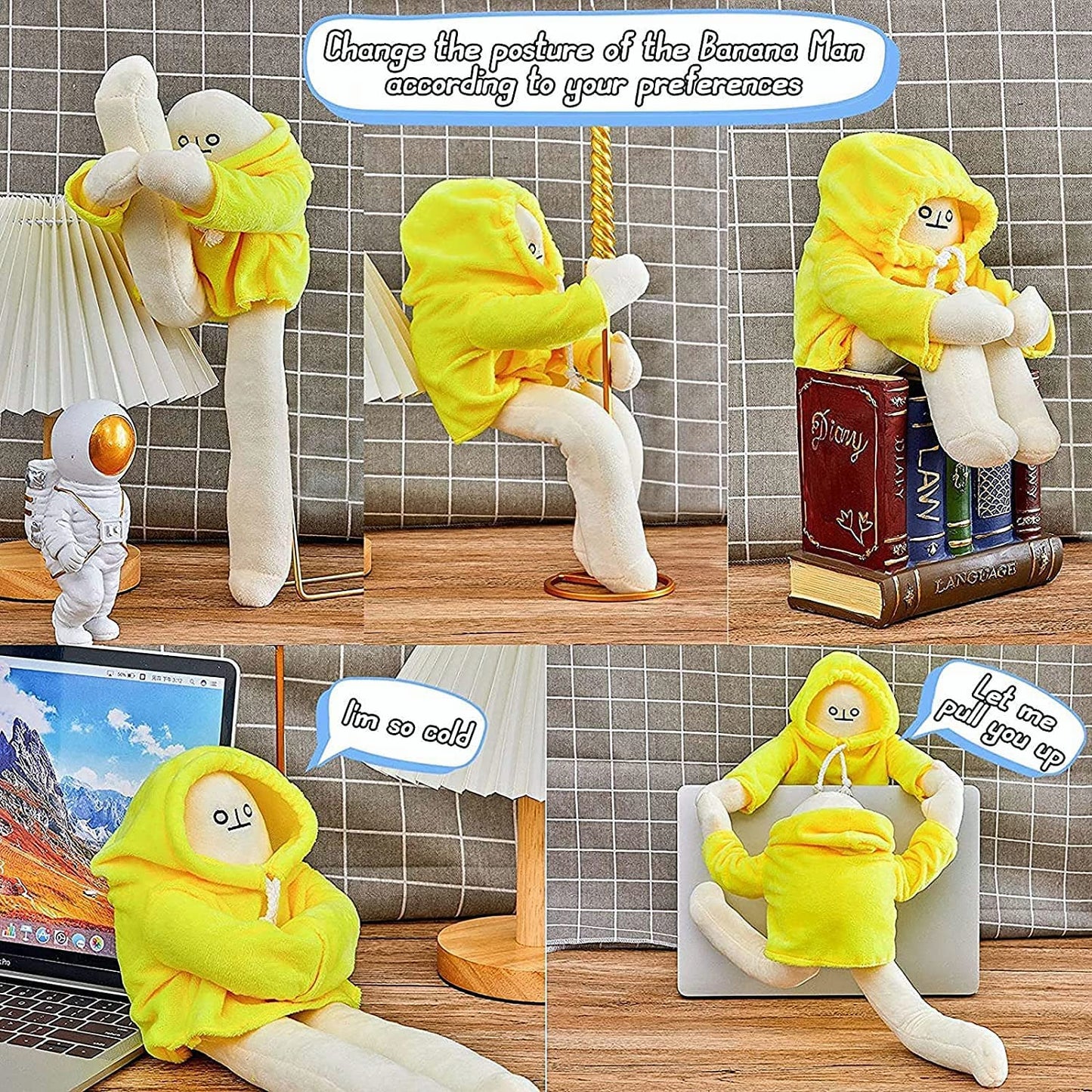 Sunfedmiss Plush Banana Man Toy – 65cm Poseable Magnet Doll for Kids & Gifting