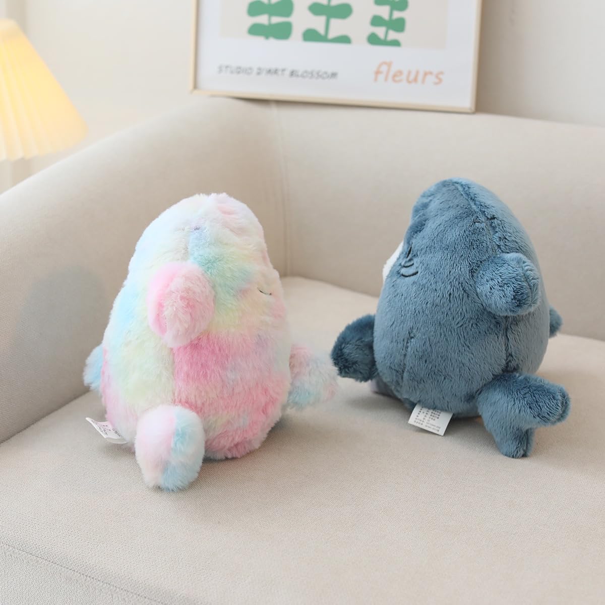 sunfedmiss Shark Cat Plush Toy - Cute Shark Cat Stuffed Animal 8in (Blue Grey)