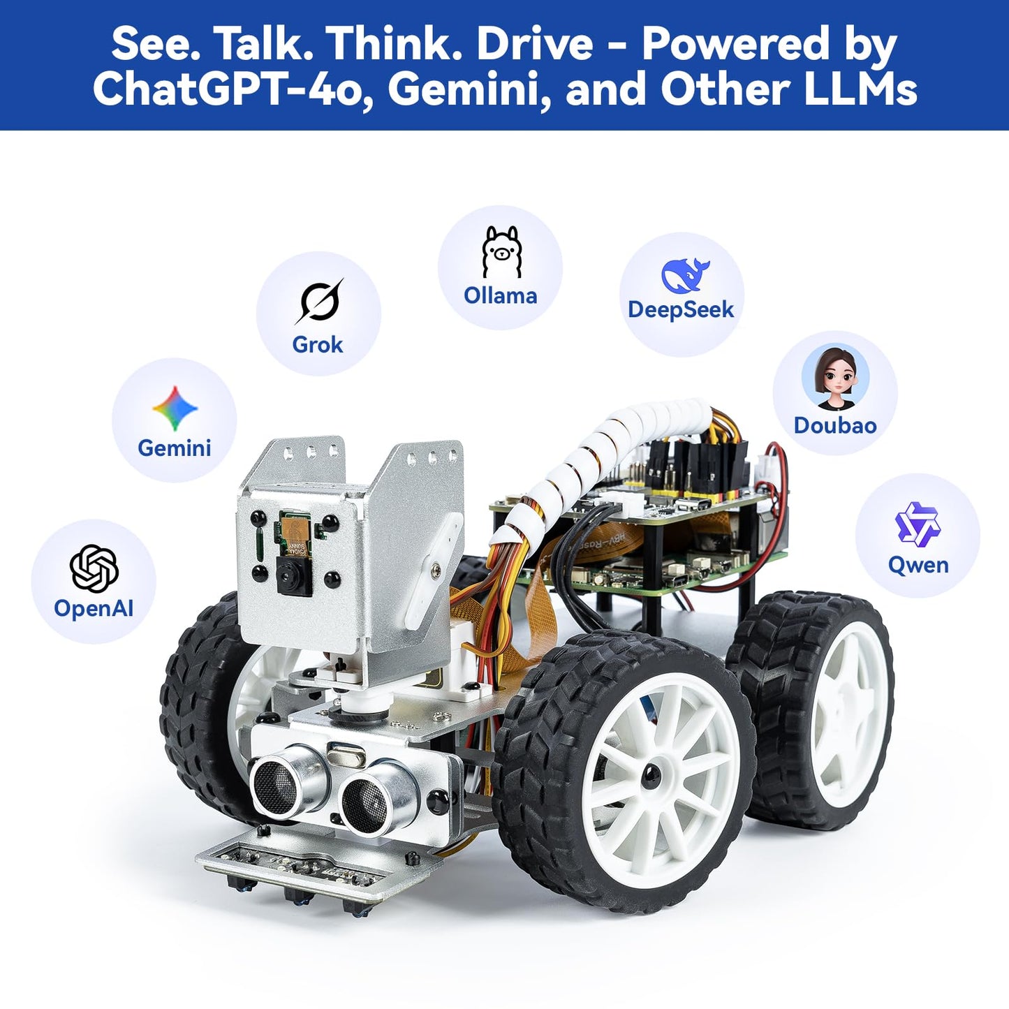 SunFounder PiCar-X AI Video Robot Car Kit for Raspberry Pi 5/4/3B+/Zero 2W – Vision, Voice & Python