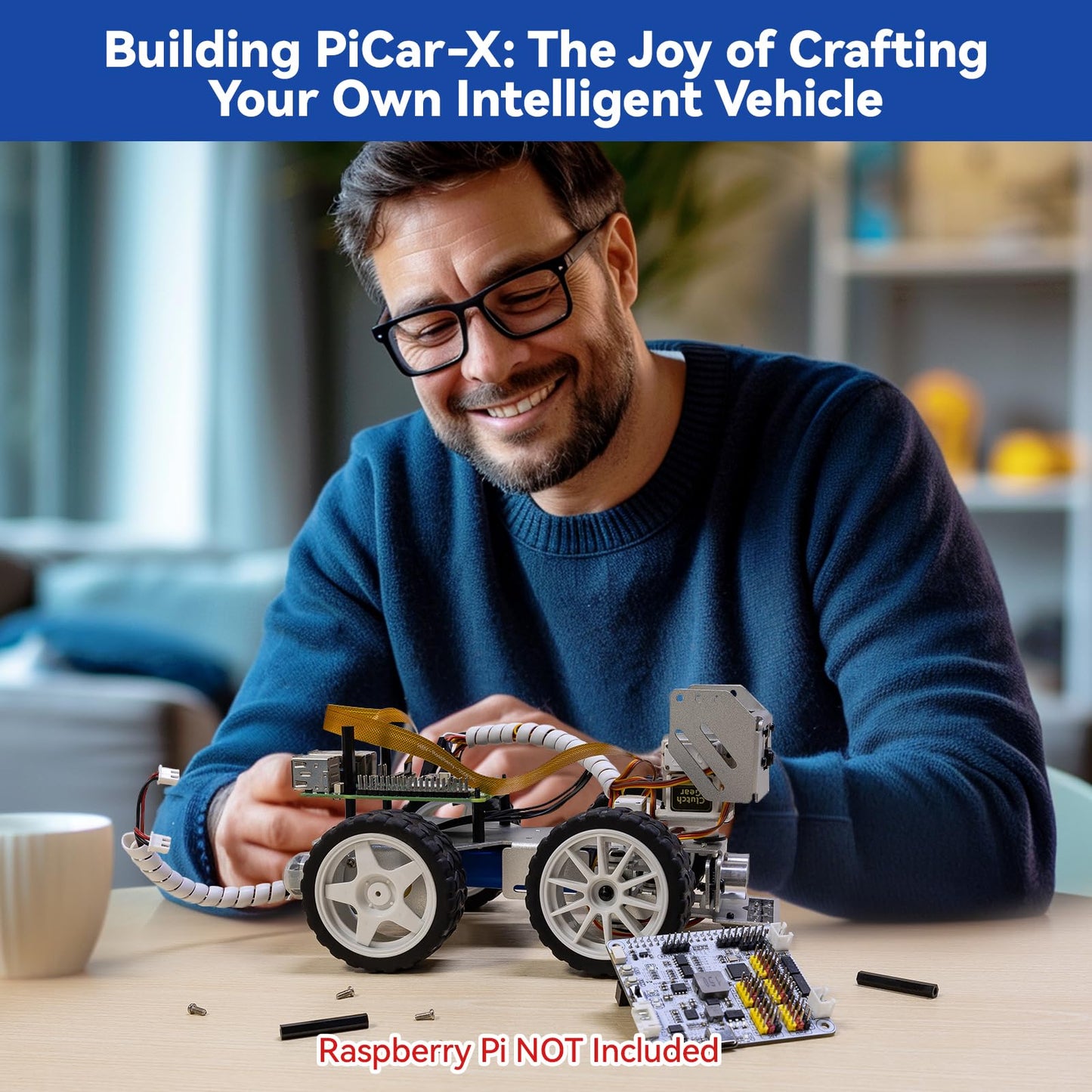SunFounder PiCar-X AI Video Robot Car Kit for Raspberry Pi 5/4/3B+/Zero 2W – Vision, Voice & Python