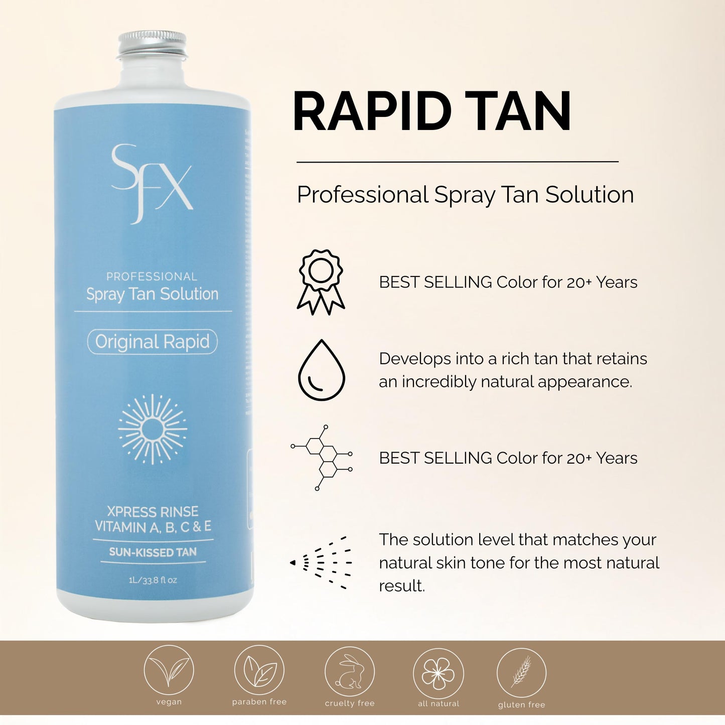 SunFX Rapid All-Natural Quick Rinse Spray Tan – Light Summer (1L)