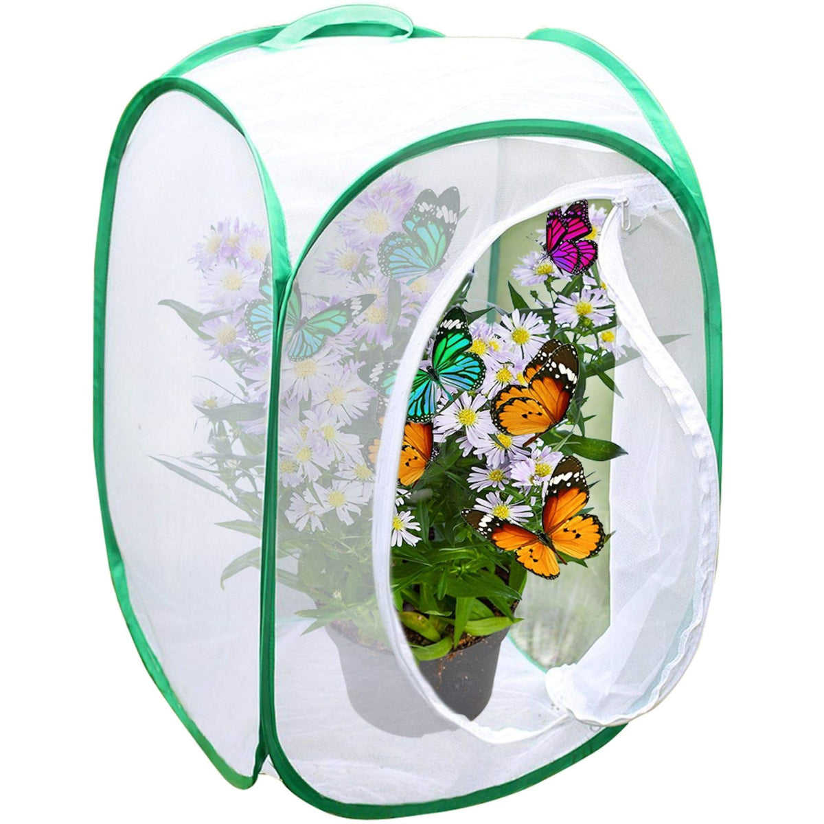 SunGrow Foldable Butterfly Habitat – 24-inch Cage for Caterpillars and Insect Rearing