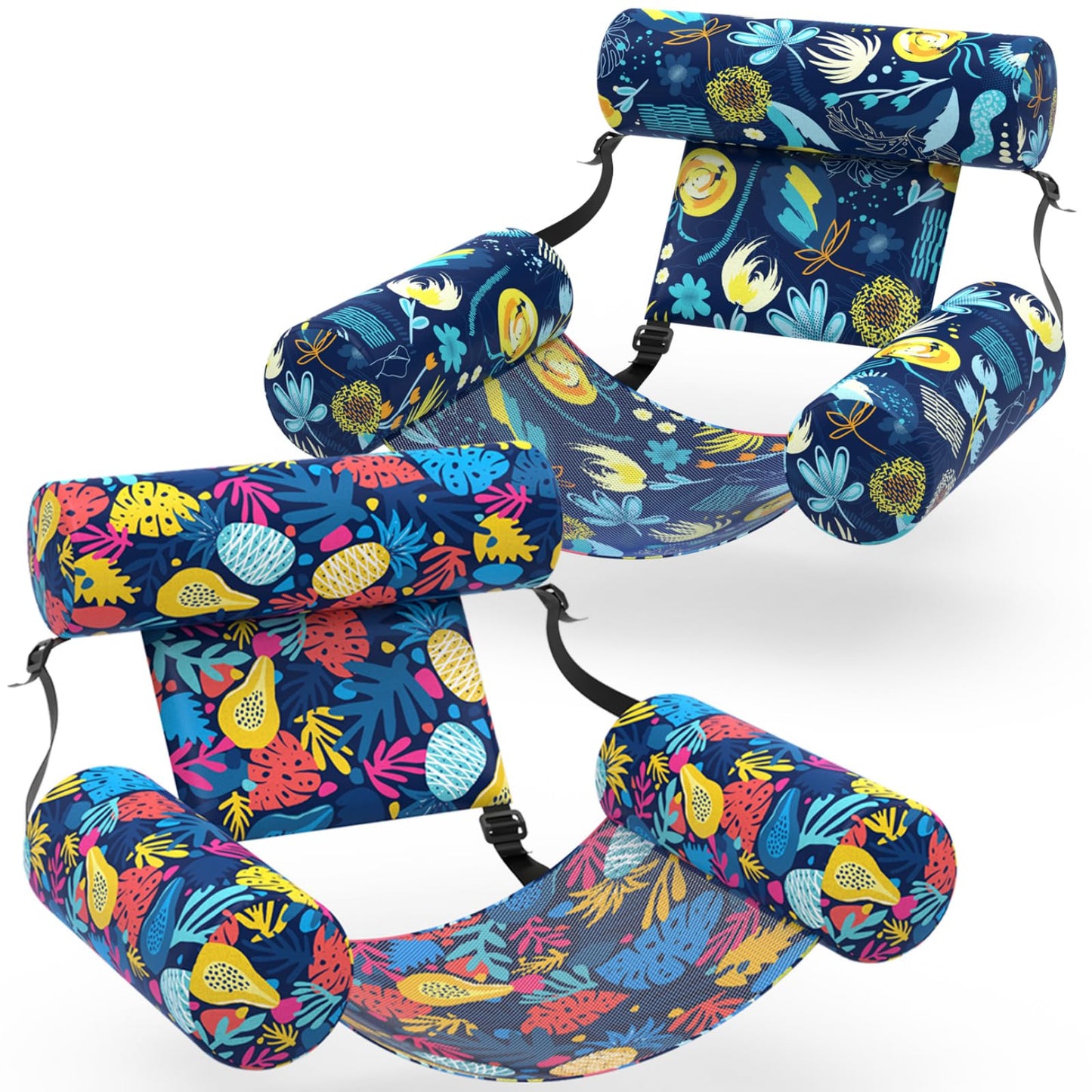 Sunikko X Pool Floats Adult – 2-Pack Fabric Hammock Loungers with Hawaii Flower Pattern