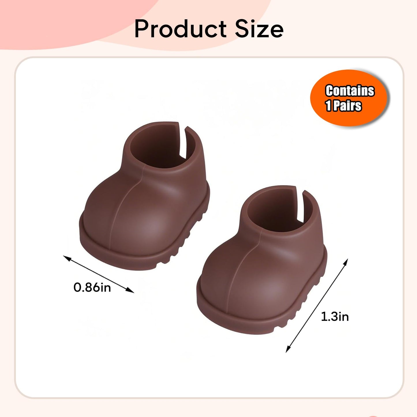 Sunla Doll Shoes for 17cm Dolls – Silicone Rain Boots, 1 Pair, Brown