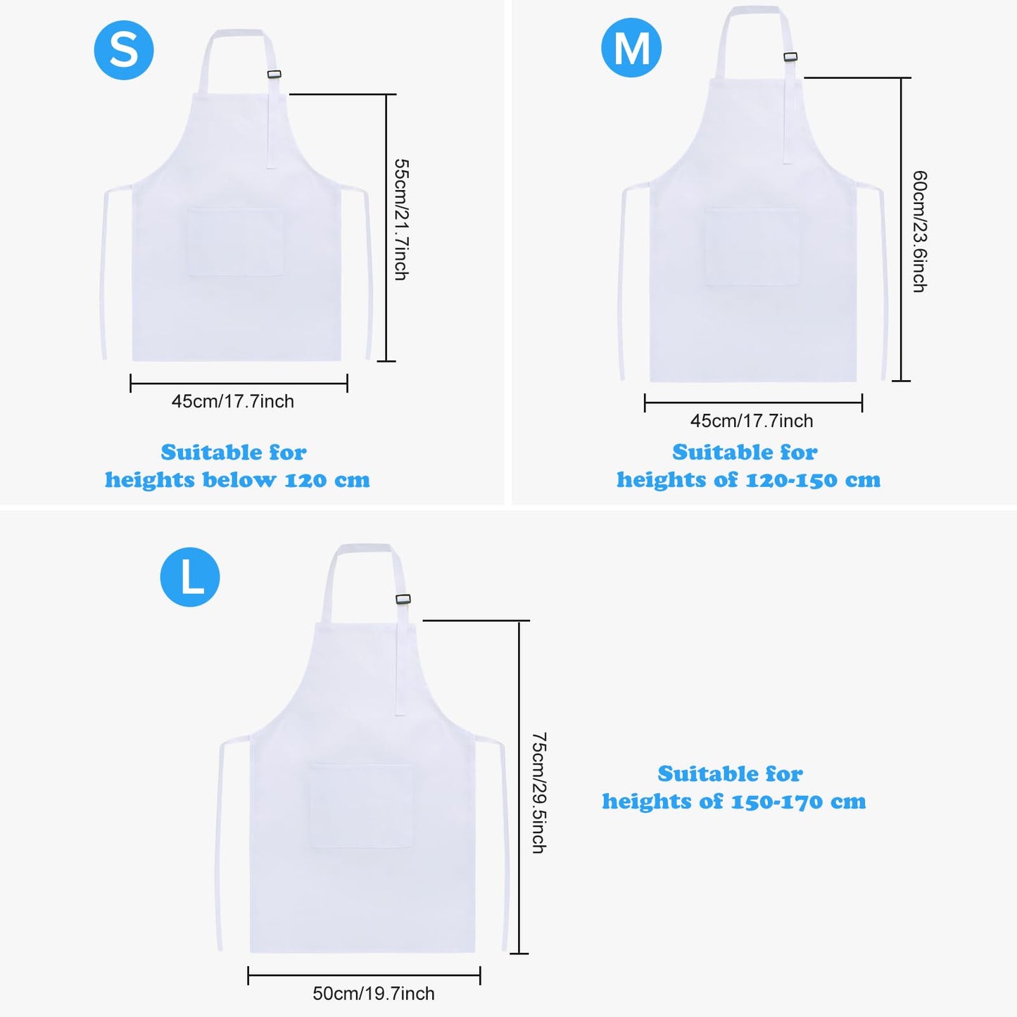 SUNLAND Kids Apron & Hat Set White - Cooking, Baking & Painting (3-6 Years)
