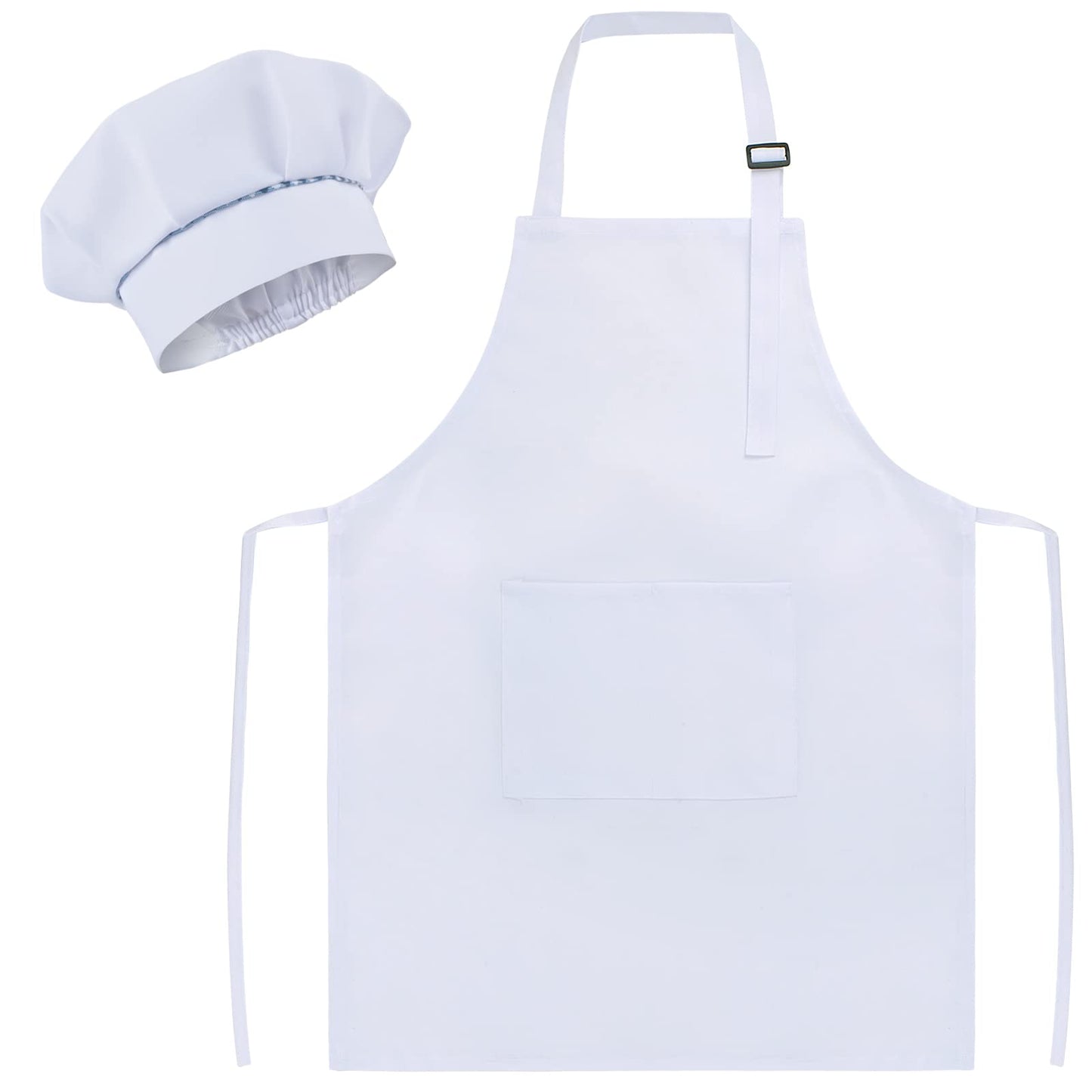 SUNLAND Kids Apron & Hat Set White - Cooking, Baking & Painting (3-6 Years)